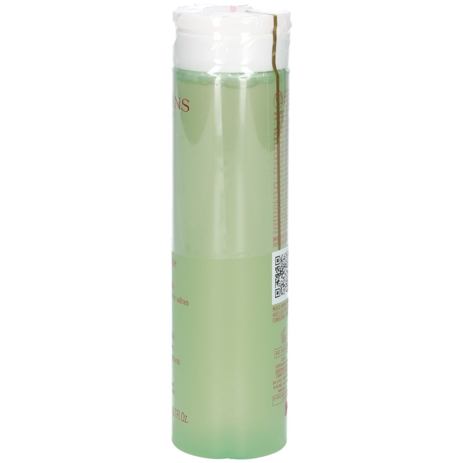 Clarins Lotion Tonique Purifiante, Seitenansicht des Flakons mit Etikett.