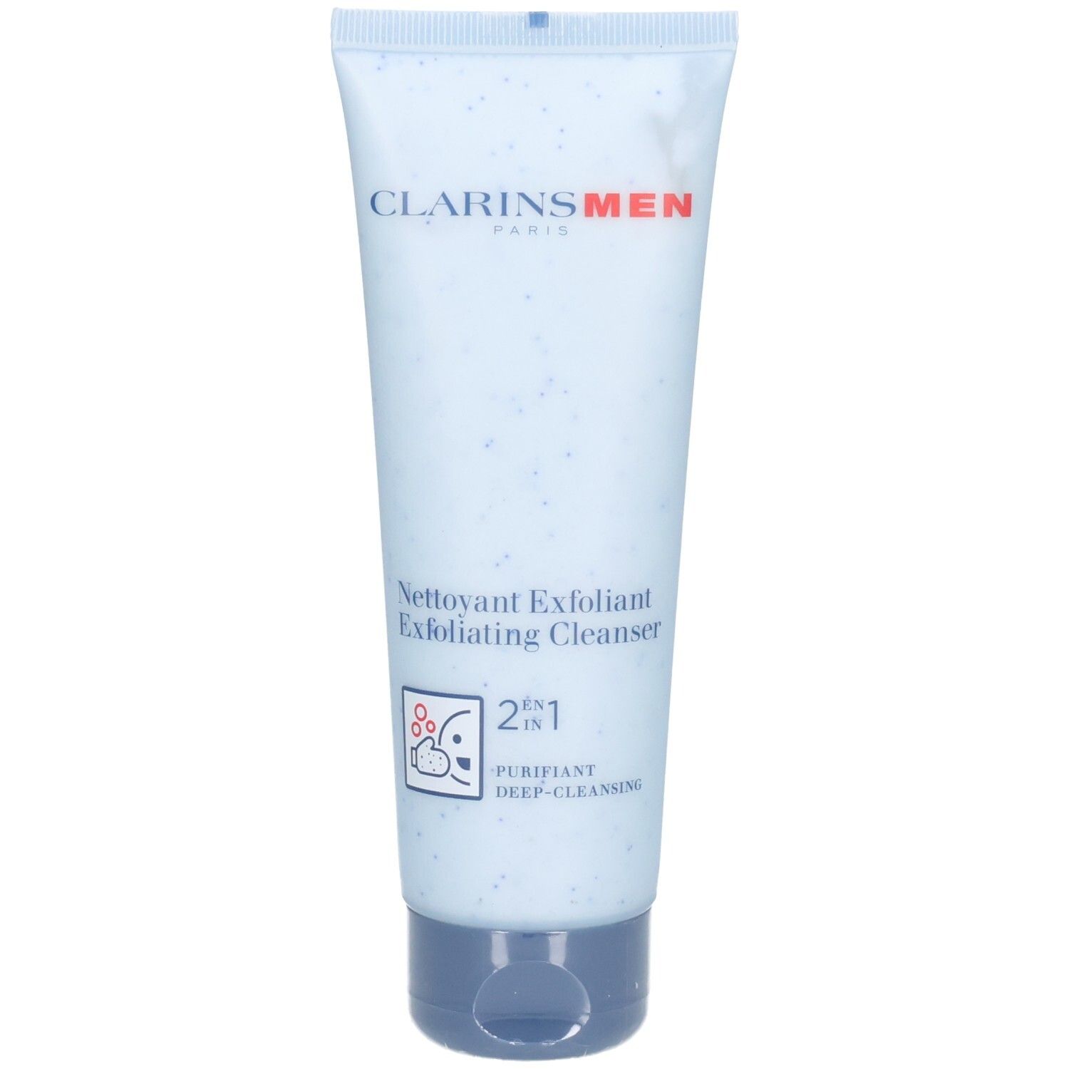 ClarinsMen Peeling-Reinigungsmittel für Herren, 125 ml Tube mit Klappdeckel.