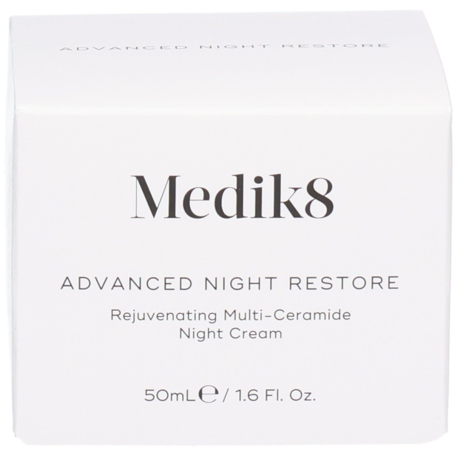 Verpackungsbox für Medik8 Advanced Night Restore Nachtcreme, 50ml.