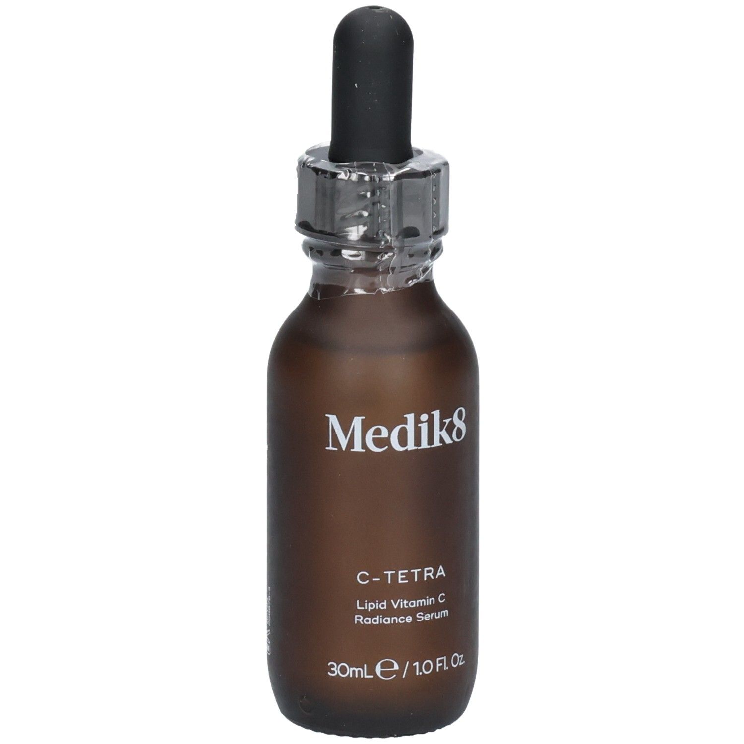Medik8 C-Tetra Serum: Braune Glasflasche mit Pipettenverschluss. Enthält 30ml/1.0 Fl. Oz.