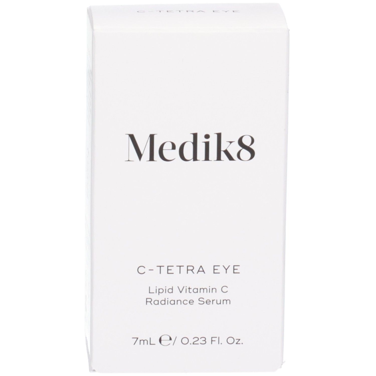 Verpackung des Medik8 C-Tetra Augenserums. 7ml / 0.23 Fl. Oz.