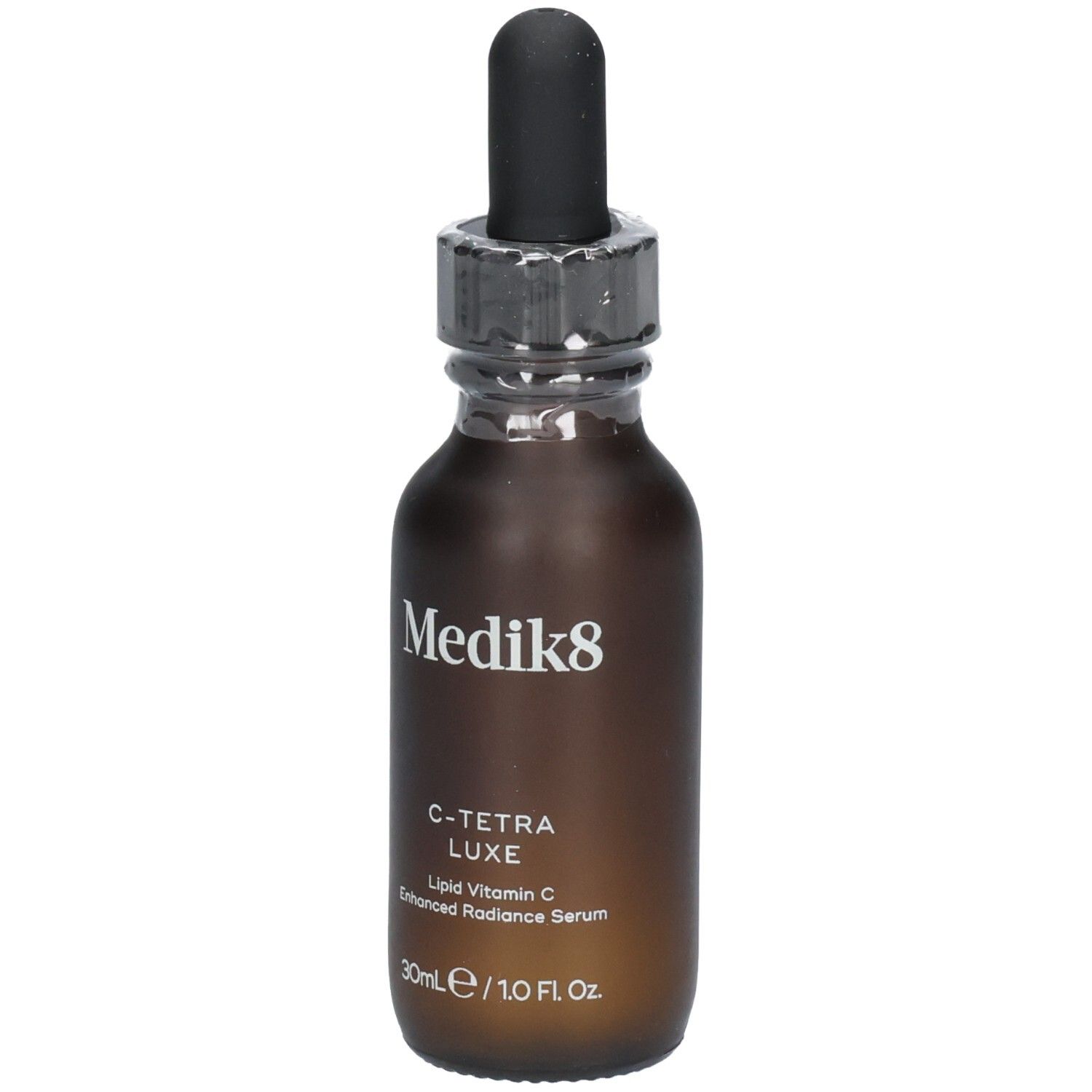 Medik8 C-Tetra Luxe Serum in brauner Glasflasche mit Pipettenverschluss. 30ml.