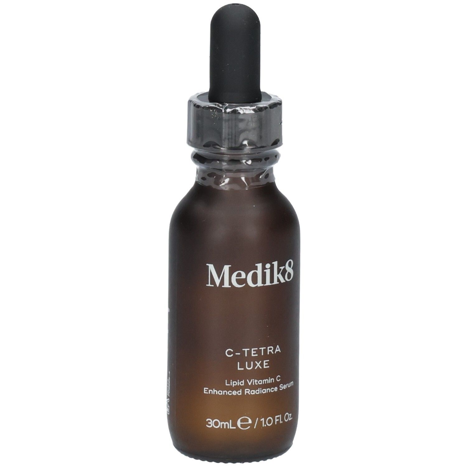 Medik8 C-Tetra Luxe Serum in brauner Glasflasche mit Pipettenverschluss. 30ml.