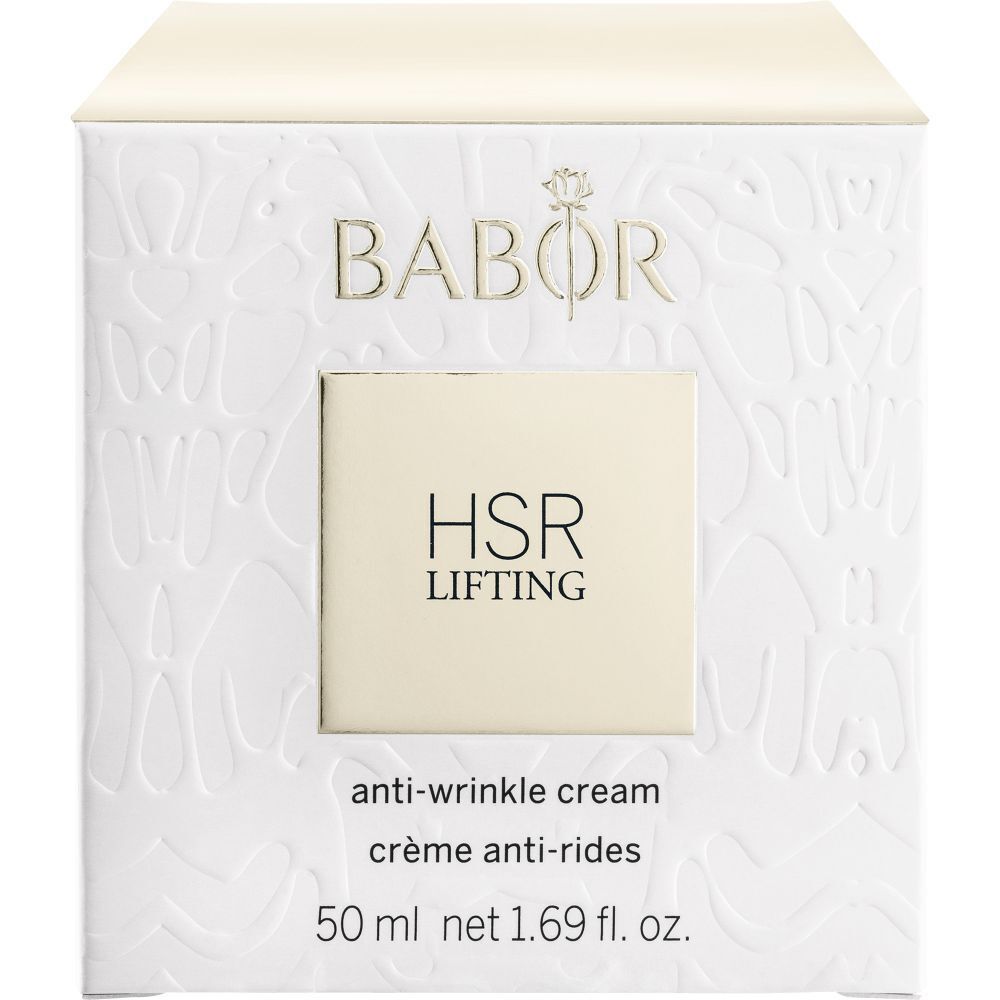 Weiße Verpackung mit Babor-Logo und HSR LIFTING. Text: anti-wrinkle cream, crème anti-rides. 50 ml net 1.69 fl. oz.
