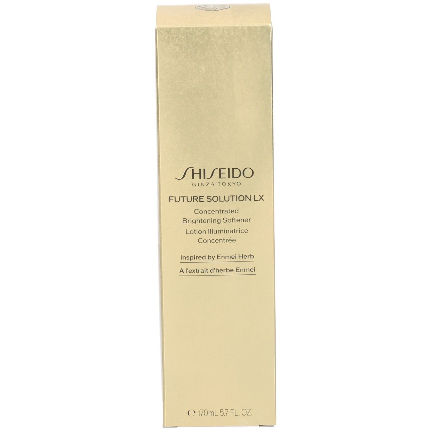 Shiseido Future Solution LX Brightening Softener Verpackung, goldfarben.