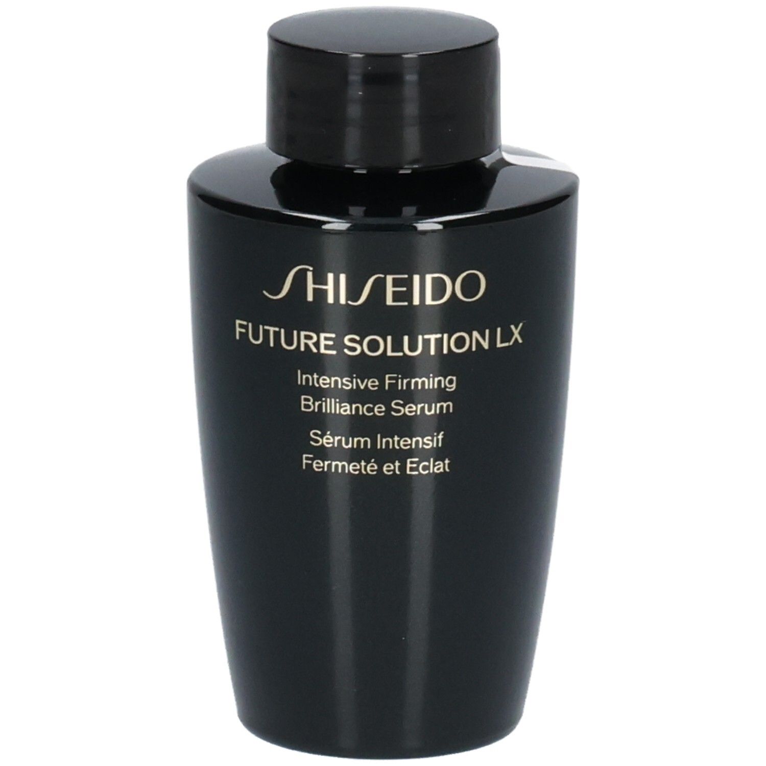Shiseido Future Solution LX Intensives Serum in schwarzer Flasche.