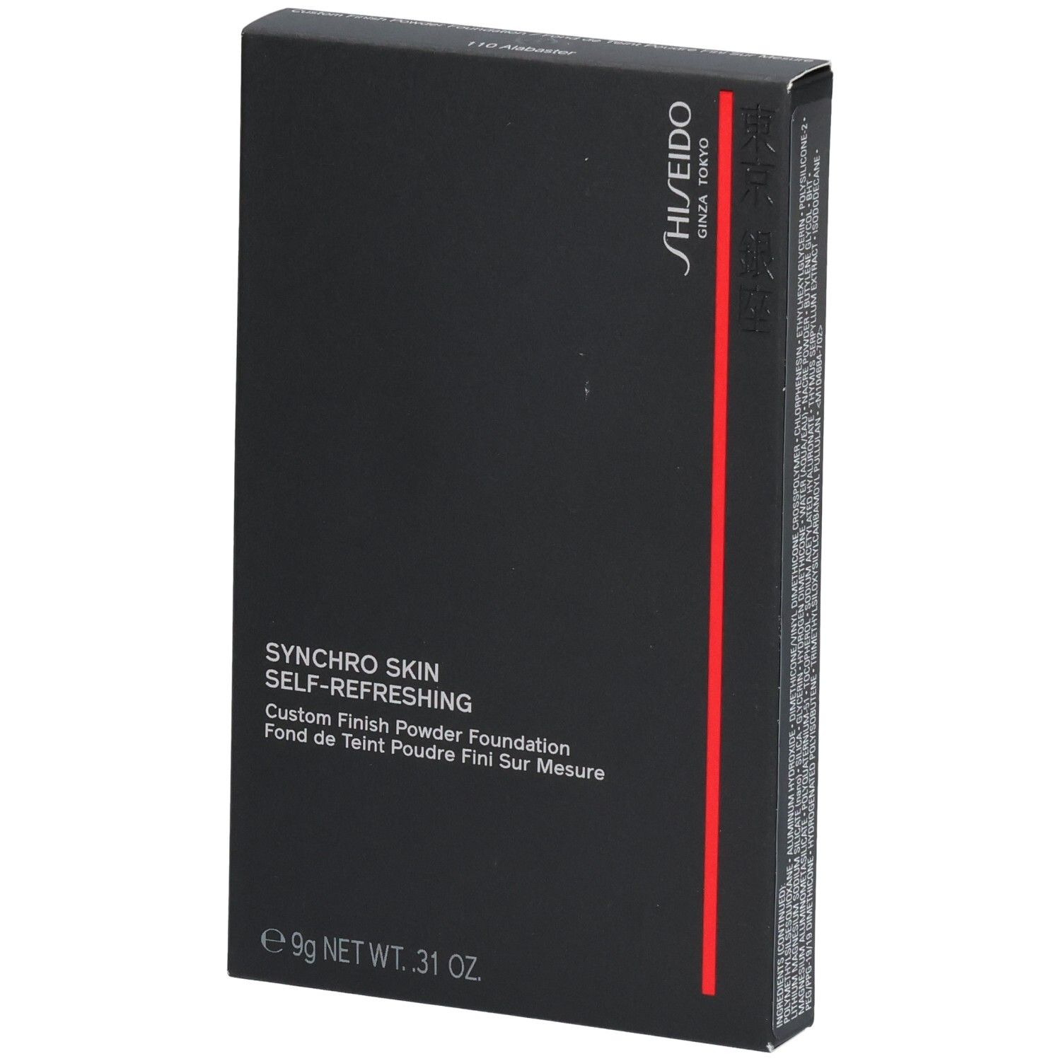 Schwarze Shiseido-Verpackung für Synchro Skin Foundation, 9g.