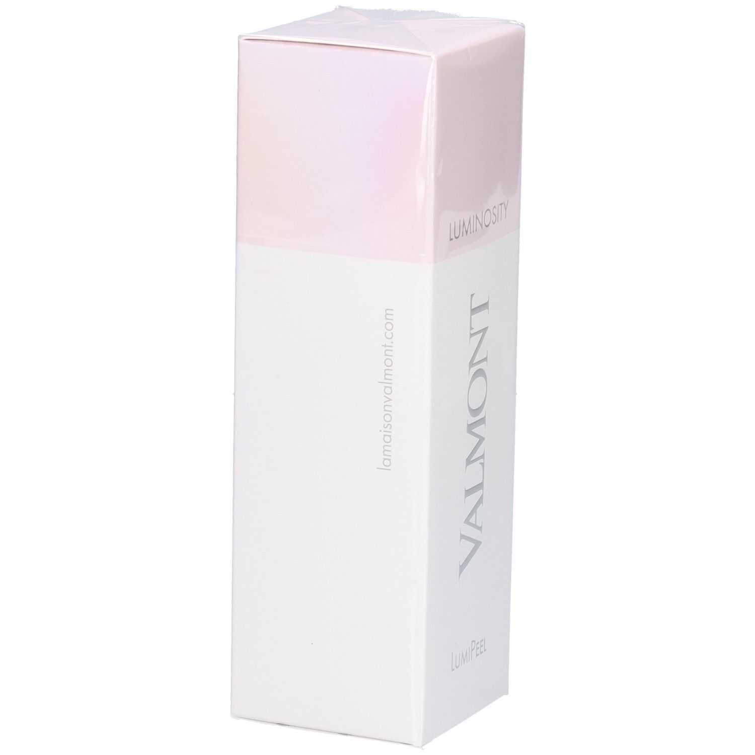 VALMONT LumiPeel Kartonverpackung mit Website-Adresse und Logo.