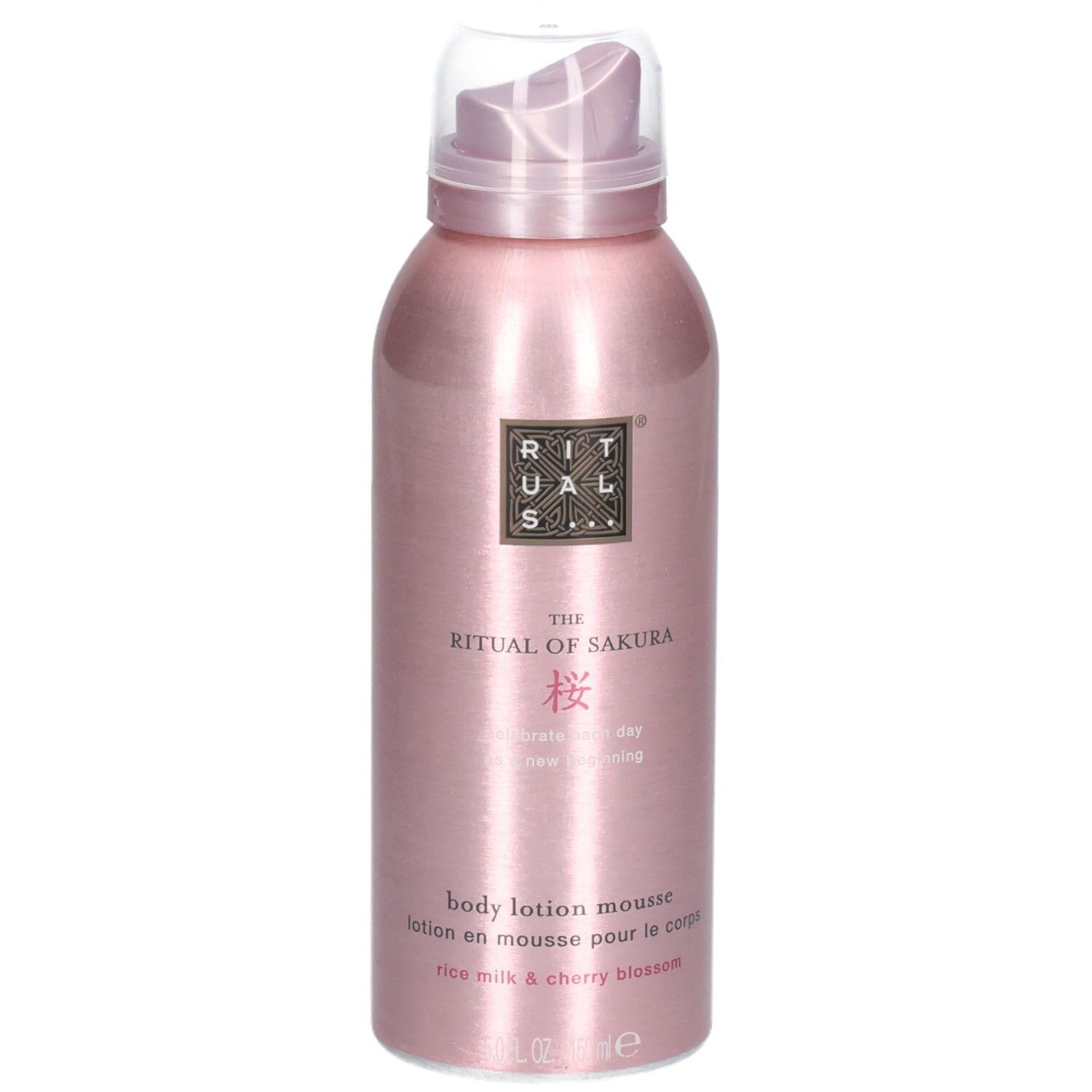 Rituals Sakura Körperlotion Mousse in rosa Metallic-Dose mit Pumpspender. Duft: Reismilch & Kirschblüte.