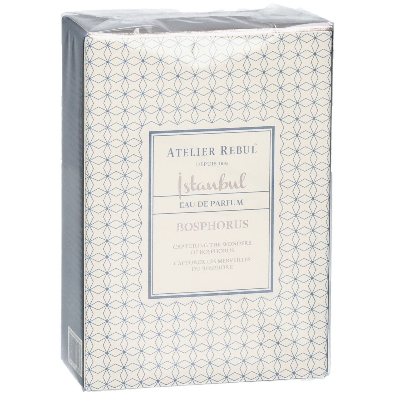 Verpackung von Atelier Rebul Istanbul Bosphorus Eau de Parfum, leicht schräg.