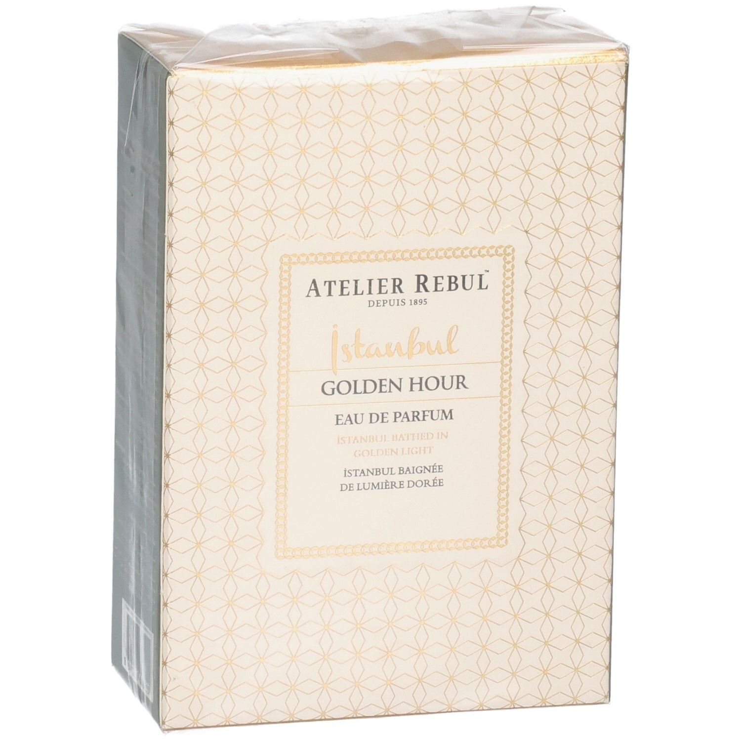 Atelier Rebul Golden Hour Eau de Parfum Verpackung, Vorderansicht.