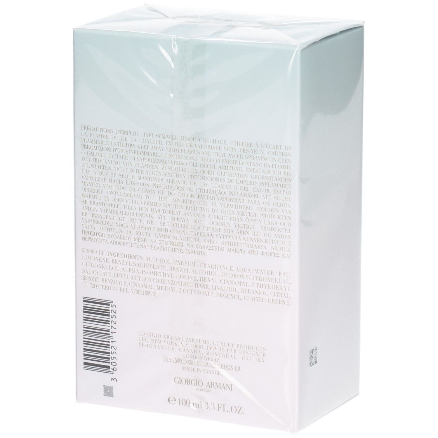 Verpackung für Giorgio Armani Parfüm, 100ml.