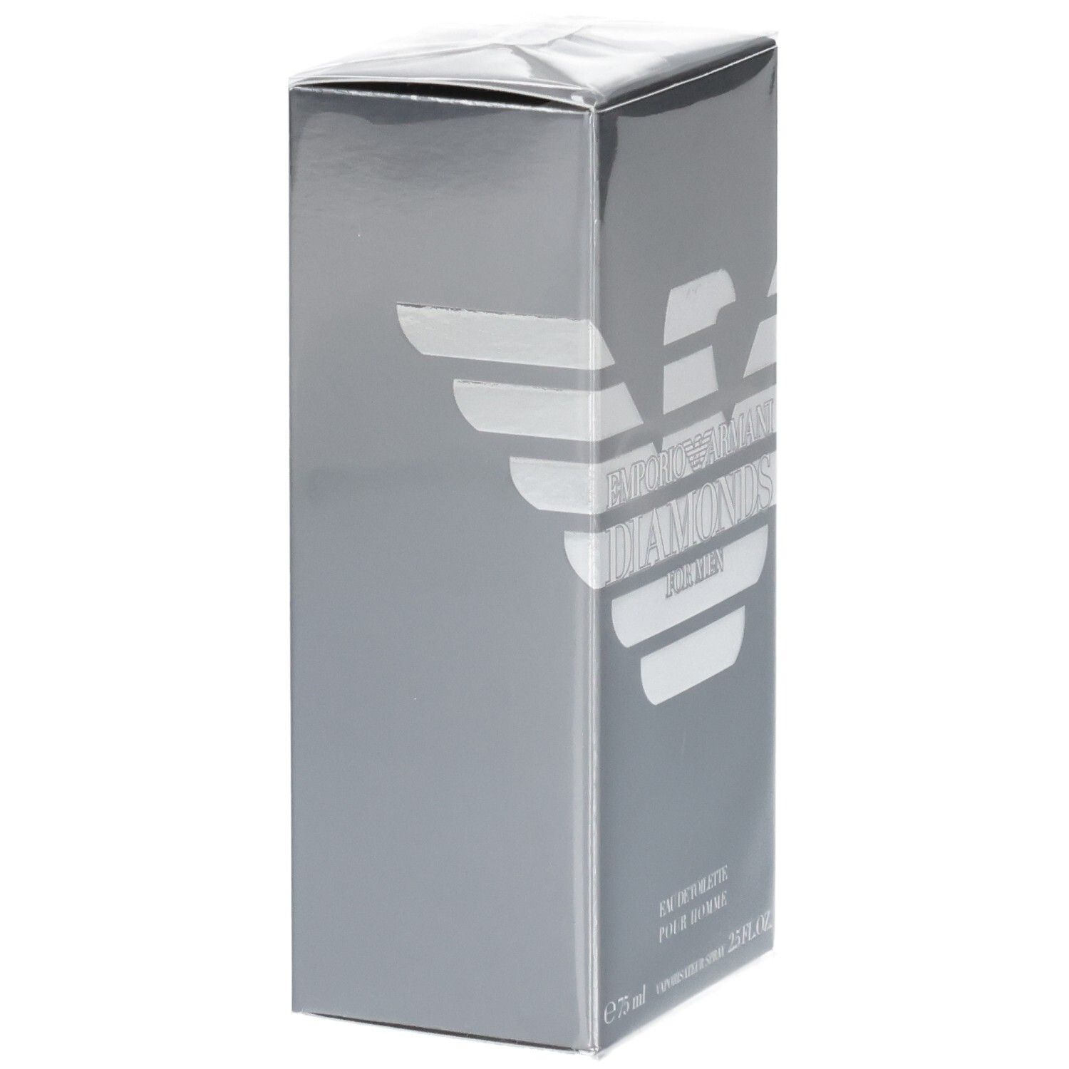 Silberne Verpackung mit dem Emporio Armani Adler-Logo und dem Schriftzug "DIAMONDS".