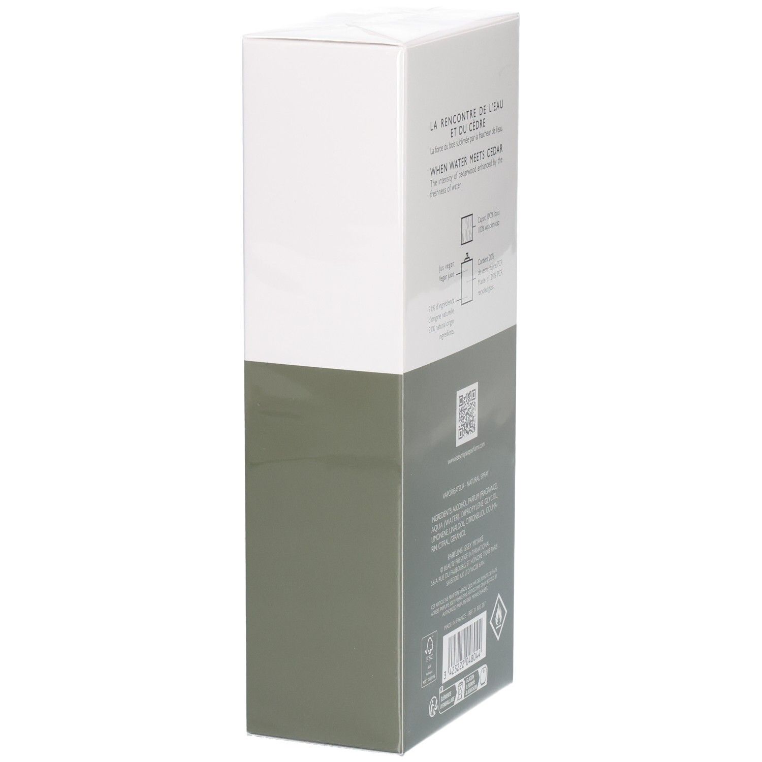 Issey Miyake L'Eau d'Issey Pour Homme Eau & Cèdre Eau de Toilette Kartonverpackung, Rückseite.