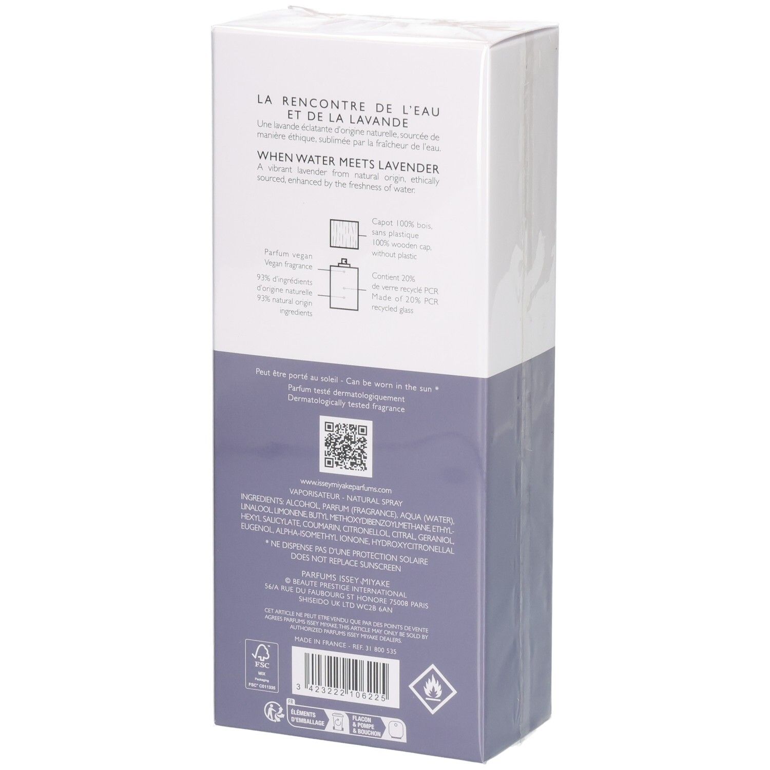 Issey Miyake L'Eau d'Issey pour Homme Solar Lavender Eau de Toilette Intense 100ml Karton, Rückseite.