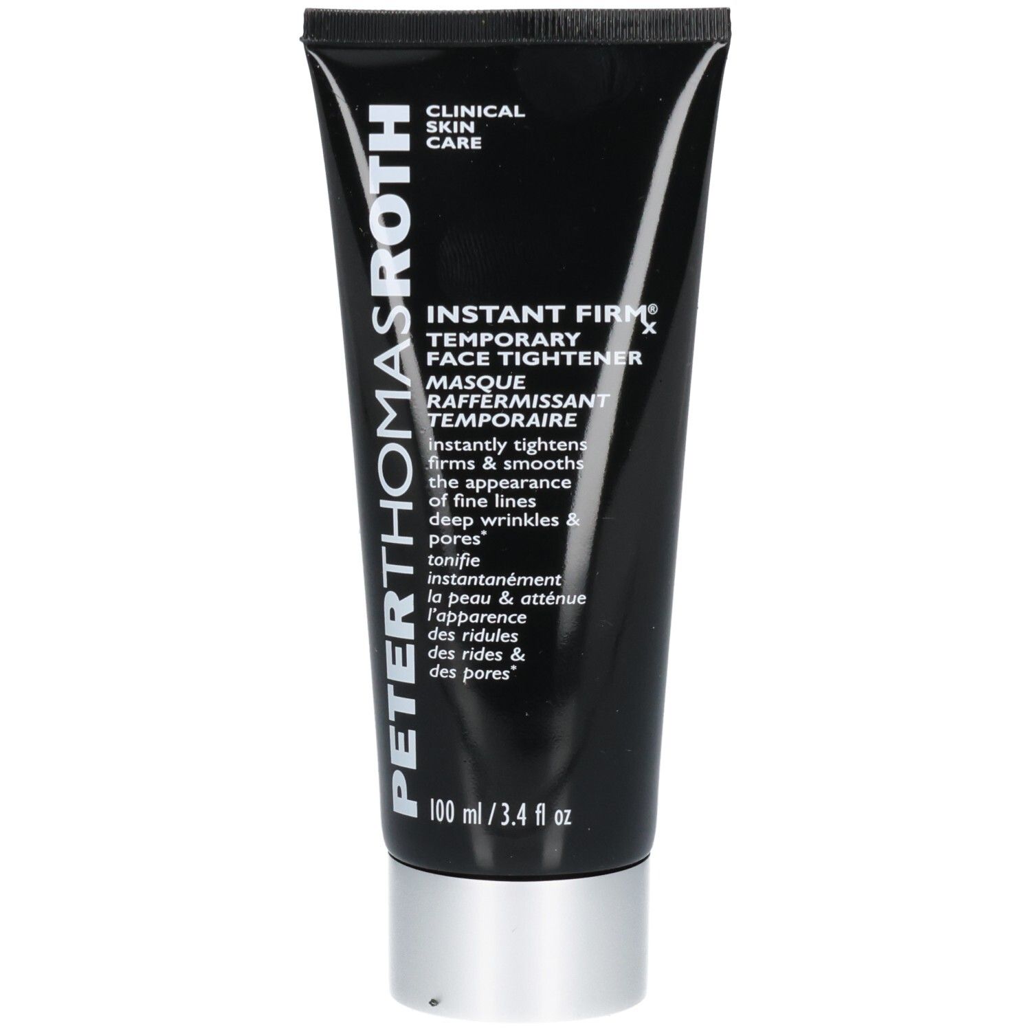 Schwarze Tube mit silbernem Verschluss, Peter Thomas Roth Instant Firmx.