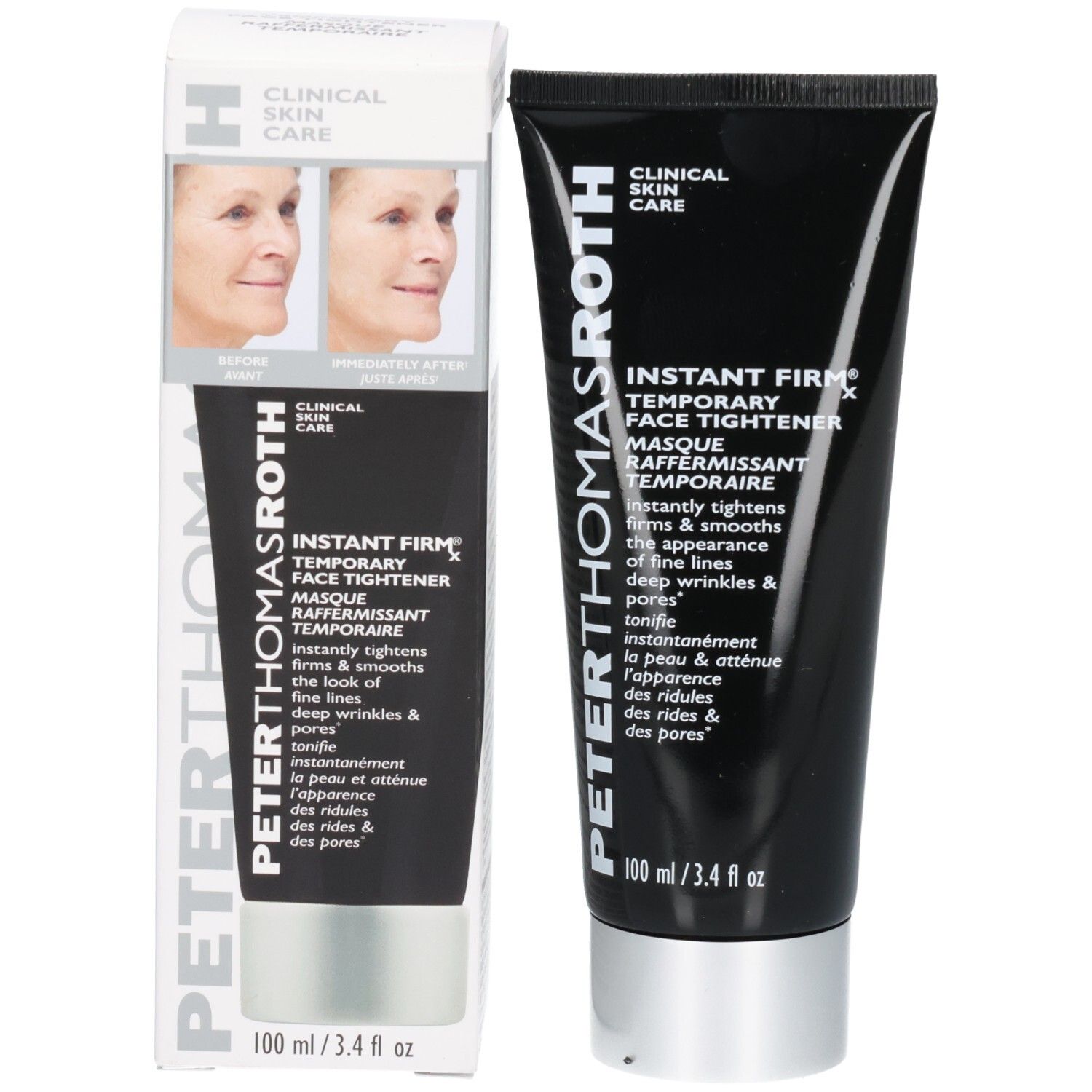 Verpackung und Tube des Peter Thomas Roth Instant Firmx Gesichtsstraffers.