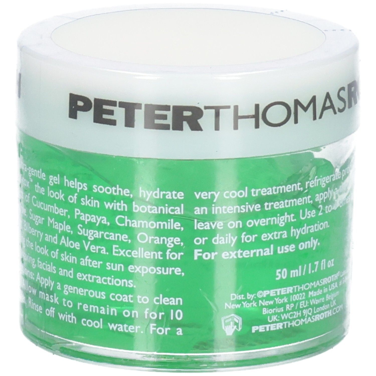 Peter Thomas Roth Cucumber Gel Mask, beruhigendes Gel für trockene Haut, mit Frucht- und Pflanzenextrakten.