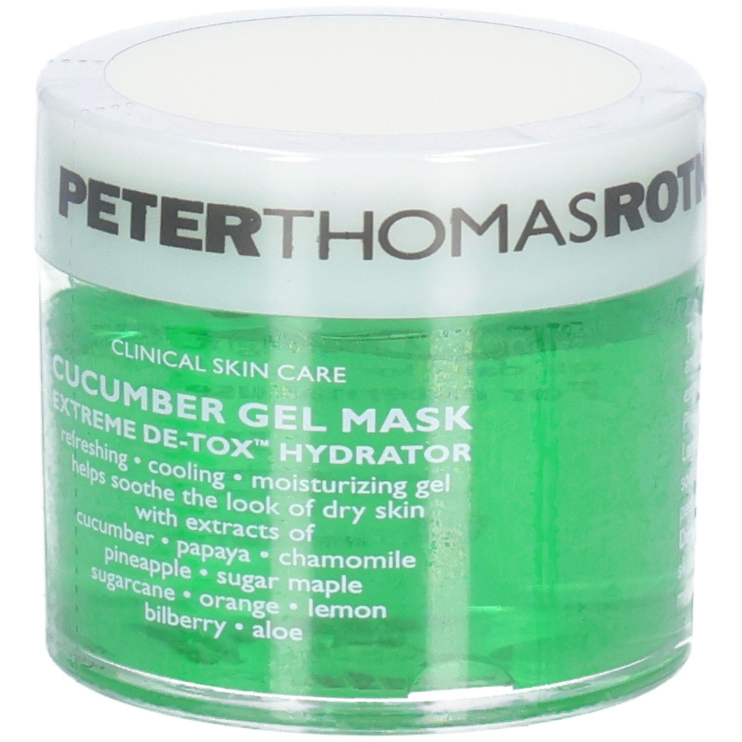 Peter Thomas Roth Cucumber Gel Mask Extreme De-Tox Hydrator. Erfrischendes, kühlendes, feuchtigkeitsspendendes Gel mit Gurkenextrakt.