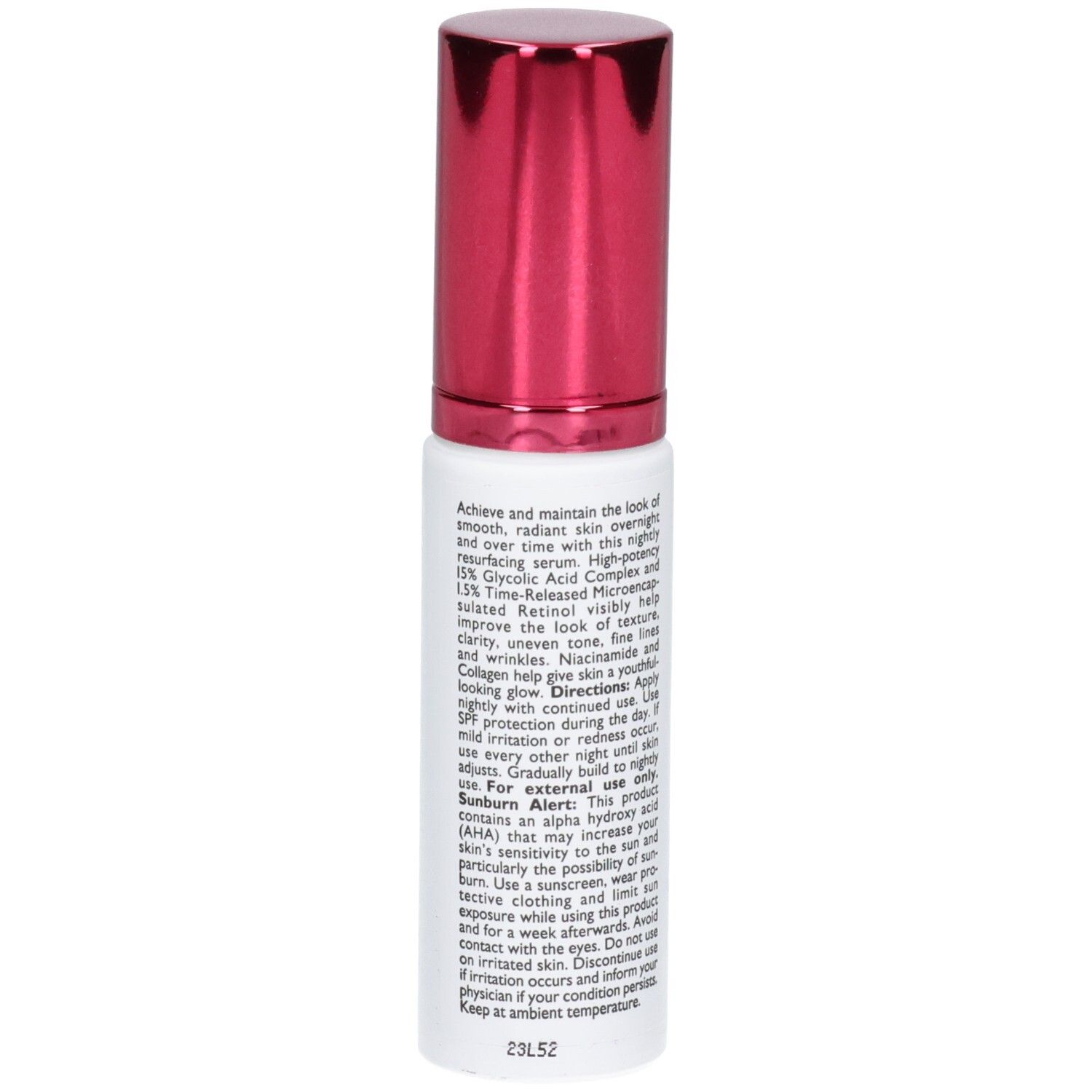 Peter Thomas Roth Even Smoother Glycolic Retinol Serum Flasche mit detaillierten Anwendungshinweisen.