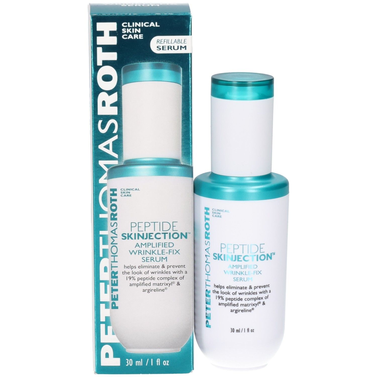 Peter Thomas Roth Peptide Skinjection Serum Flasche und Nachfüllpackung, 30 ml.