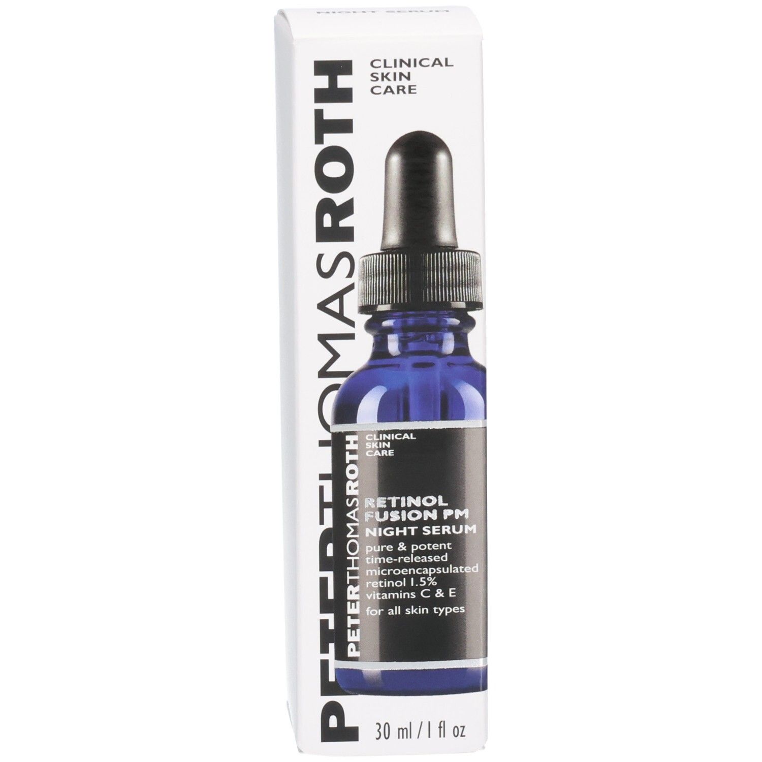Peter Thomas Roth Retinol Fusion PM Night Serum Flasche in Verpackungsschachtel, 30 ml / 1 fl oz.