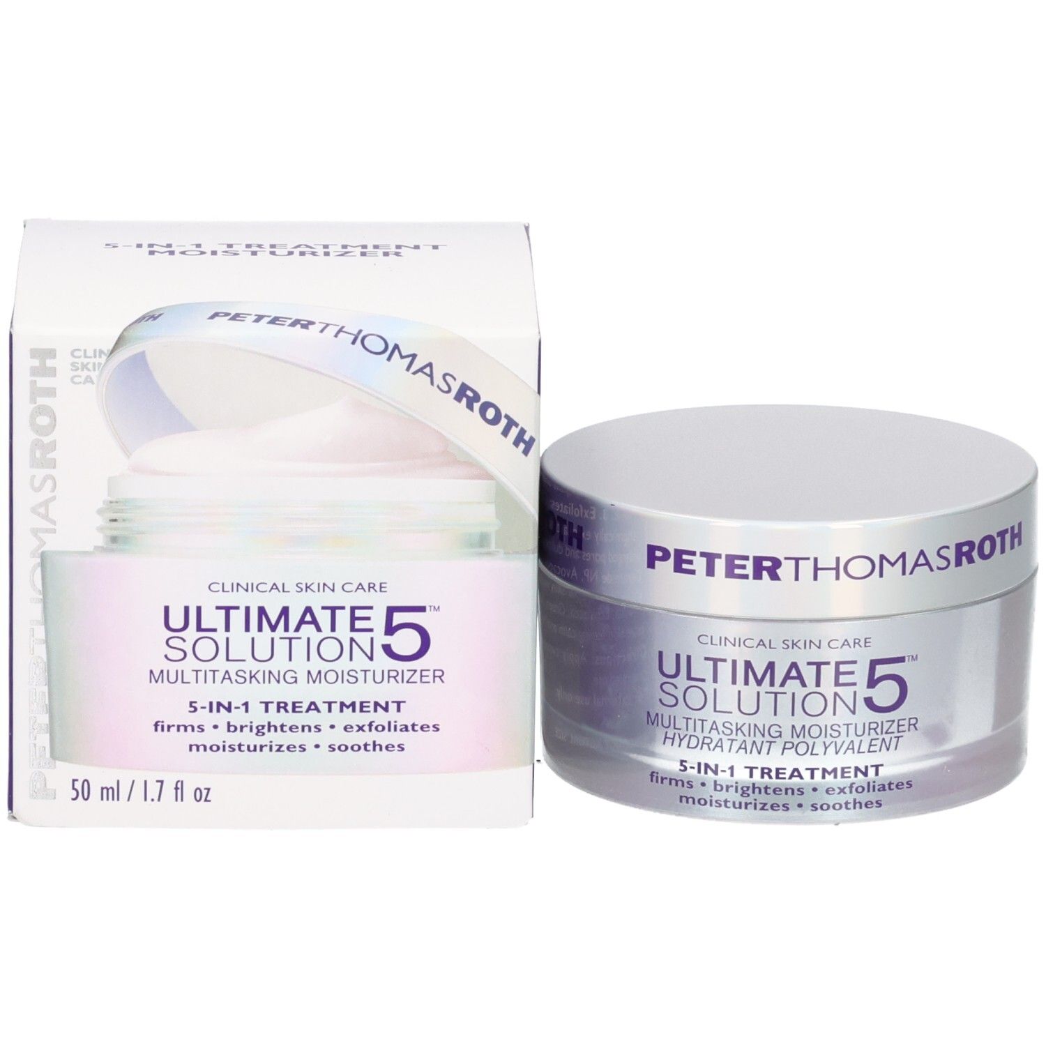 Peter Thomas Roth Tiegel und Kartonverpackung, 50ml Ultimate Solution 5 Multitasking Moisturizer.