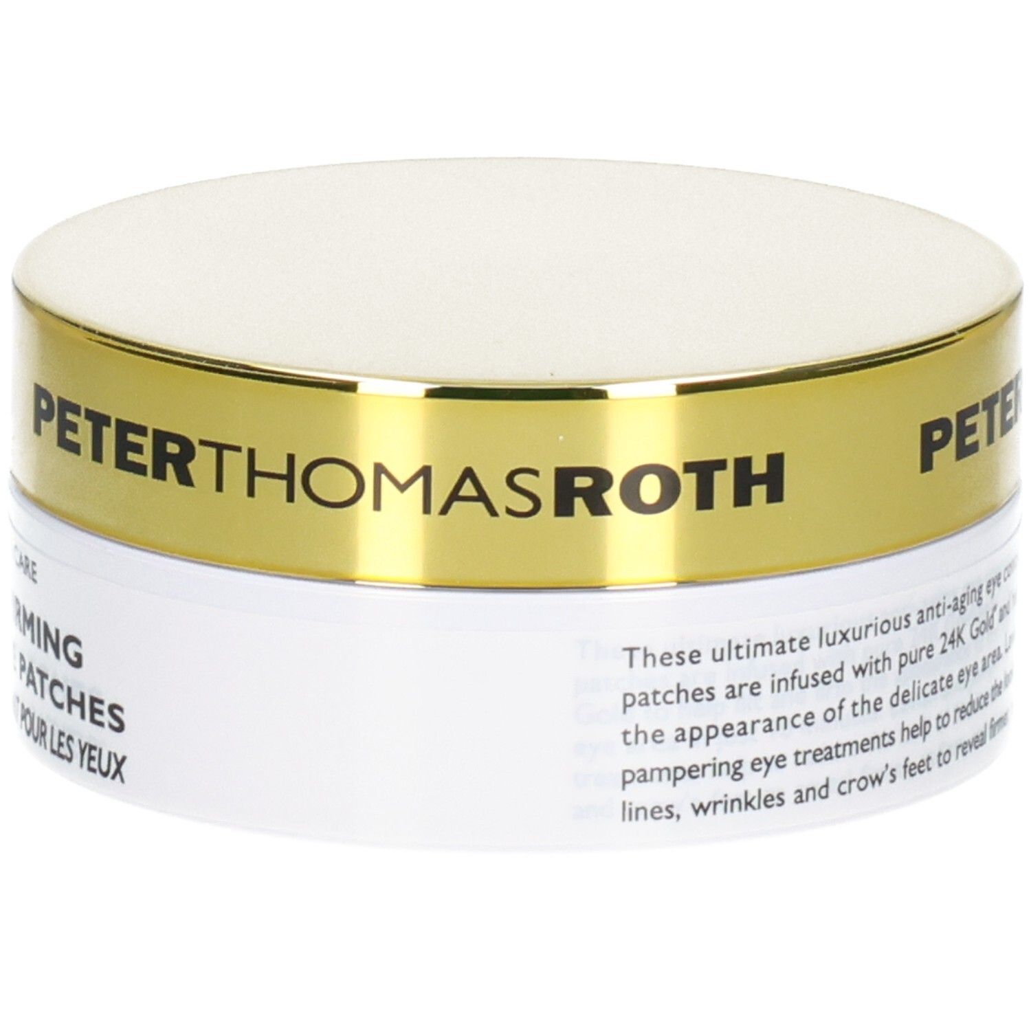 Peter Thomas Roth 24K Gold Firming Hydra-Gel Eye Patches: Etikett mit Produktinformationen.