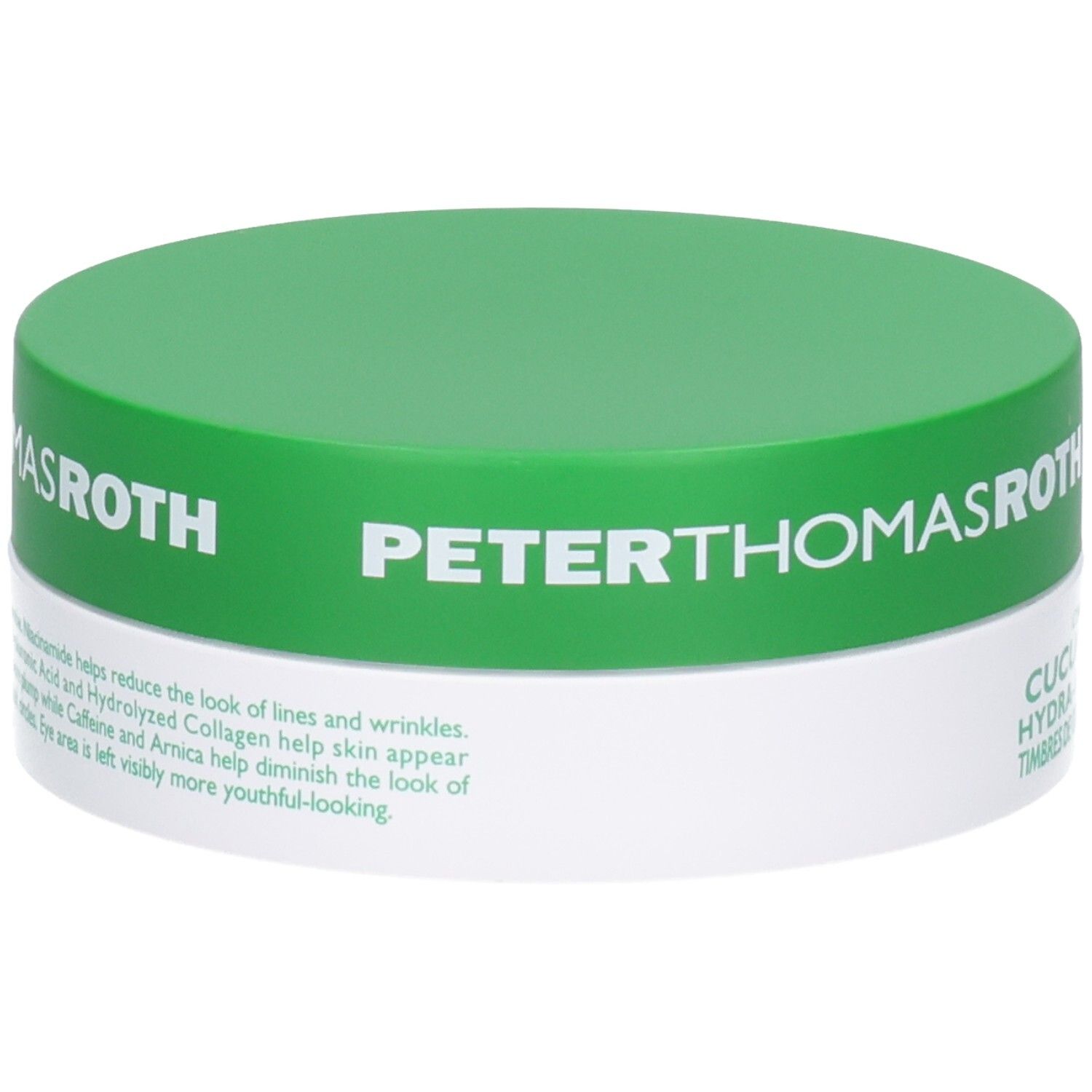 Peter Thomas Roth Cucumber De-Tox Hydra-Gel Eye Patches, Rückseite mit Beschreibung.