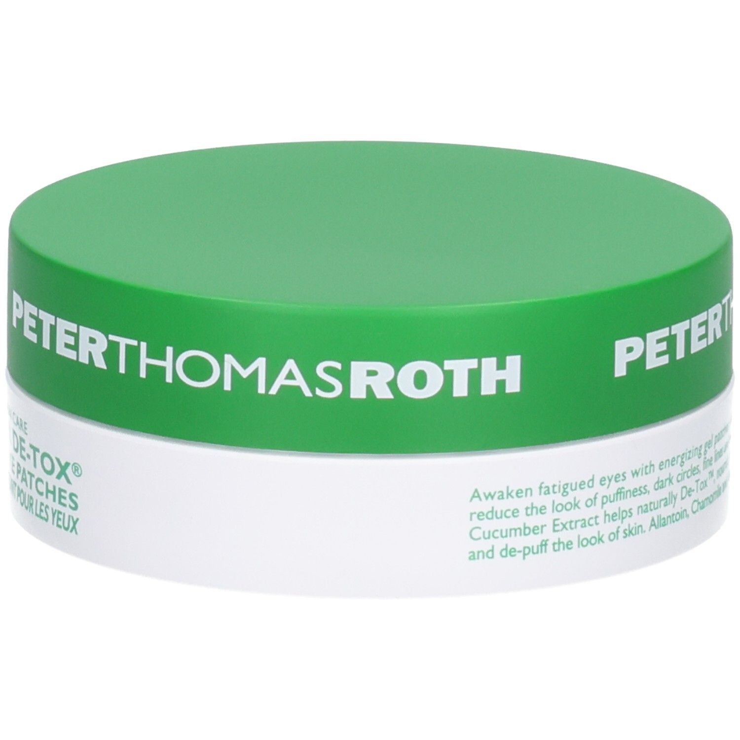 Peter Thomas Roth Cucumber De-Tox Hydra-Gel Eye Patches, Seite mit Anwendungshinweisen.