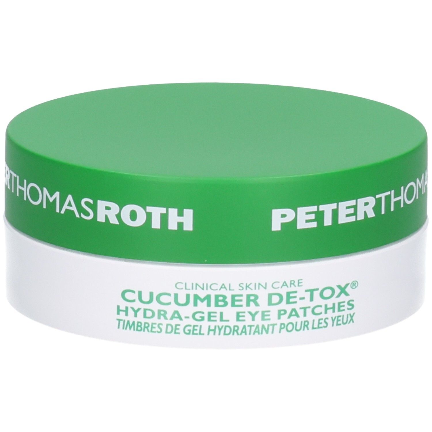 Peter Thomas Roth Cucumber De-Tox Hydra-Gel Eye Patches in grün-weißer Dose.