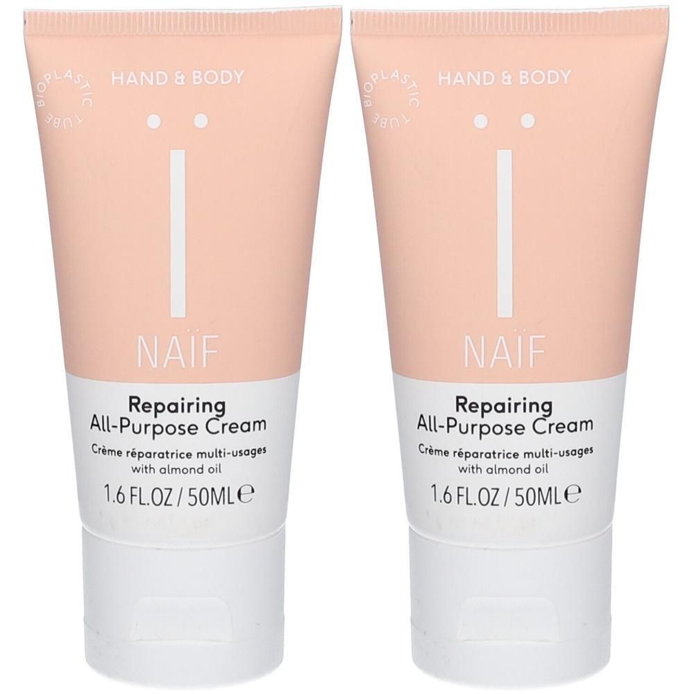 Zwei Tuben NAÏF® Reparierende Allzweckcreme, 50ml.