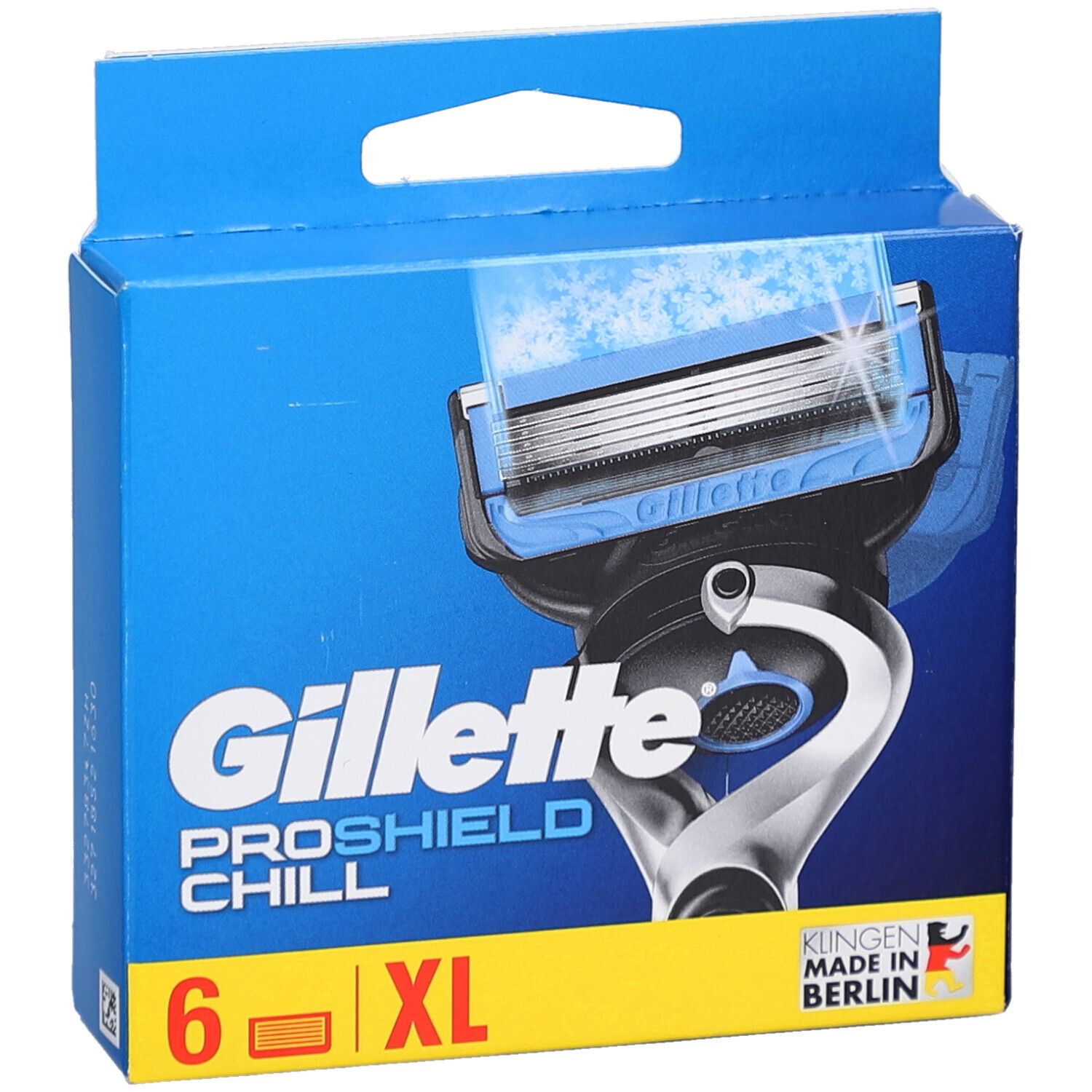Gillette ProShield Chill Rasierklingen, 6 Stück, XL. Klingen made in Berlin.