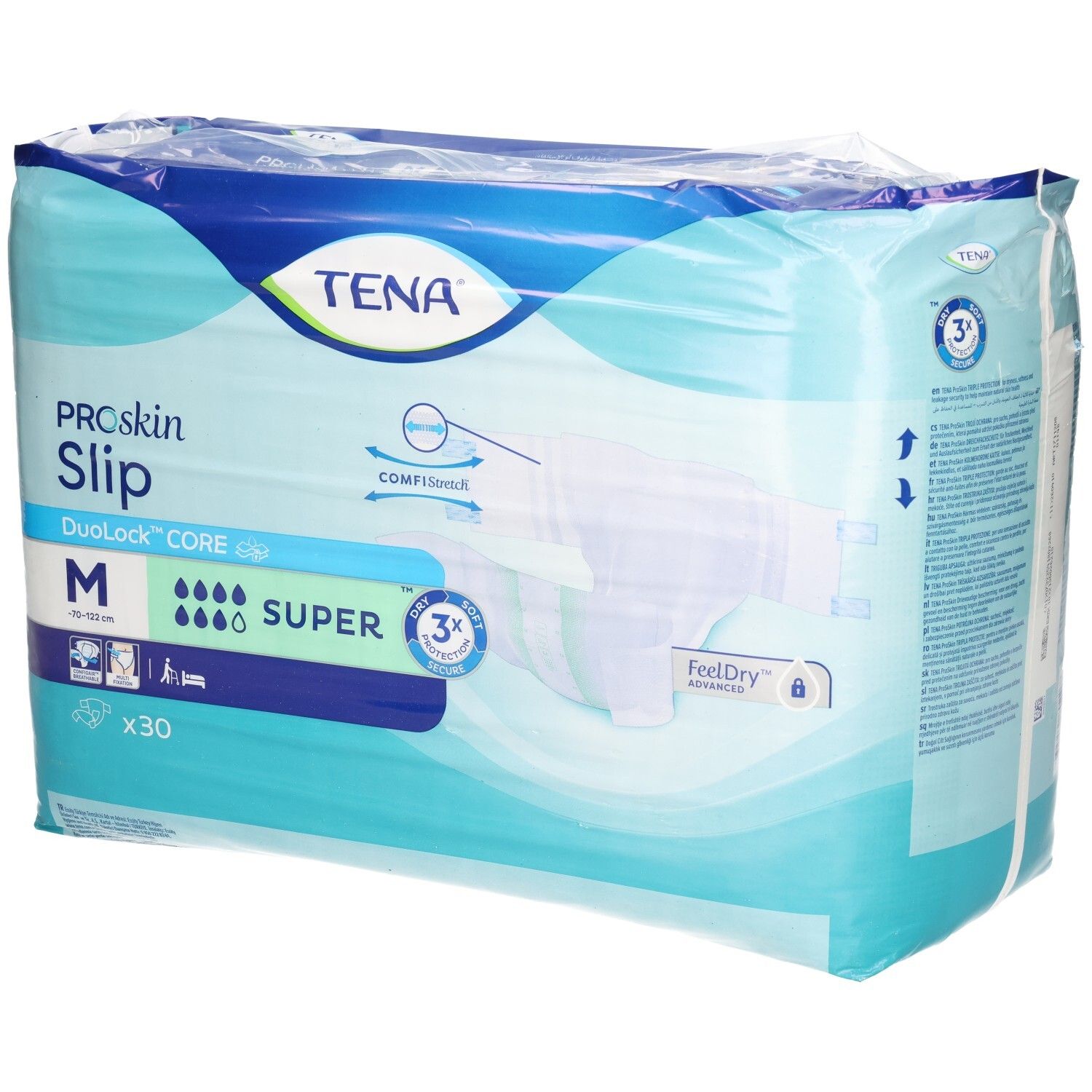 TENA Slip Super, Größe M, 30 Einlagen. Saugkern mit DuoLock CORE Technologie.