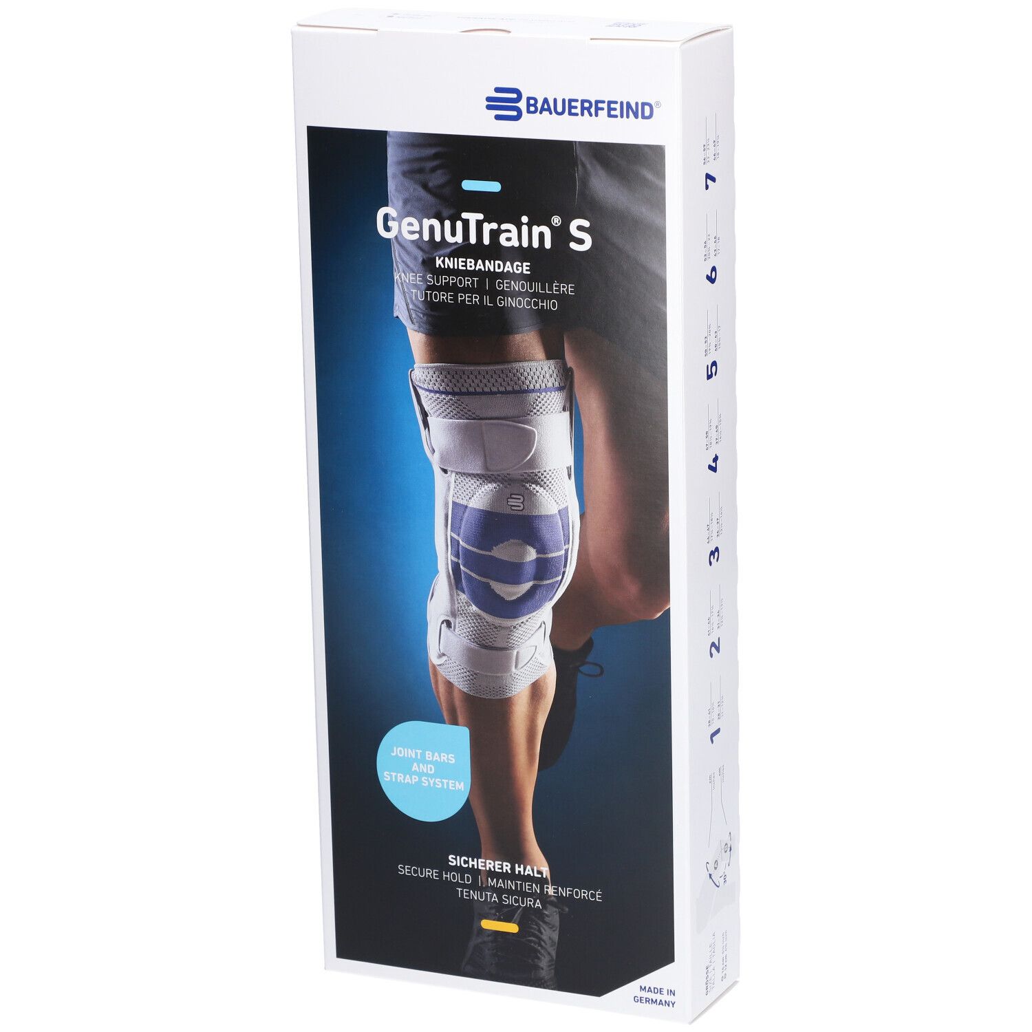 BAUERFEIND® GenuTrain® S Titanium Kniebandage Links Größe 3