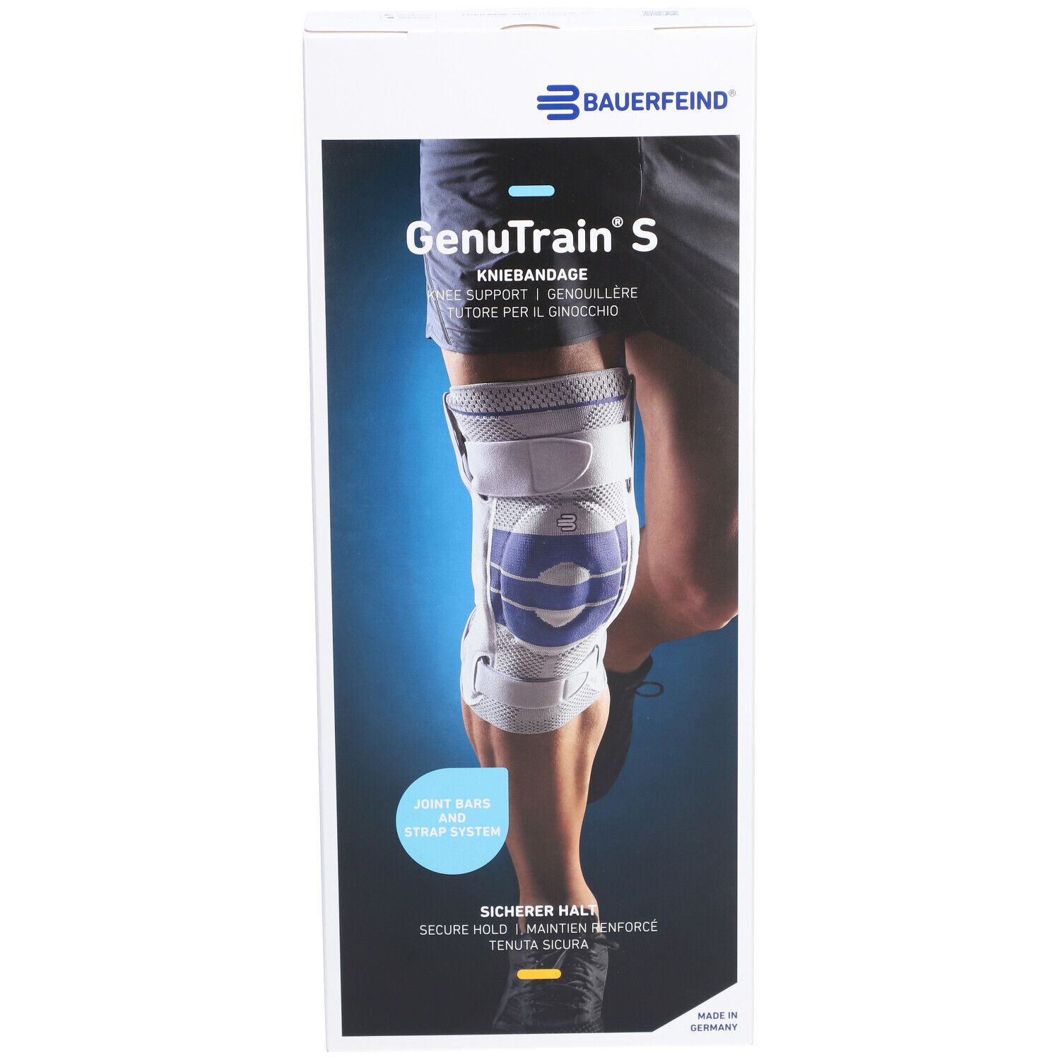 BAUERFEIND® GenuTrain® S Titanium Kniebandage Links Größe 3