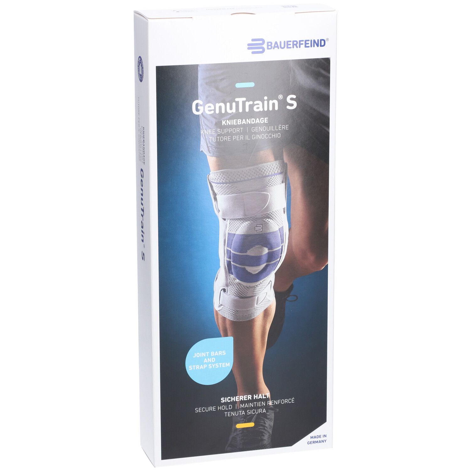 BAUERFEIND® GenuTrain® S Titanium Kniebandage Links Größe 3