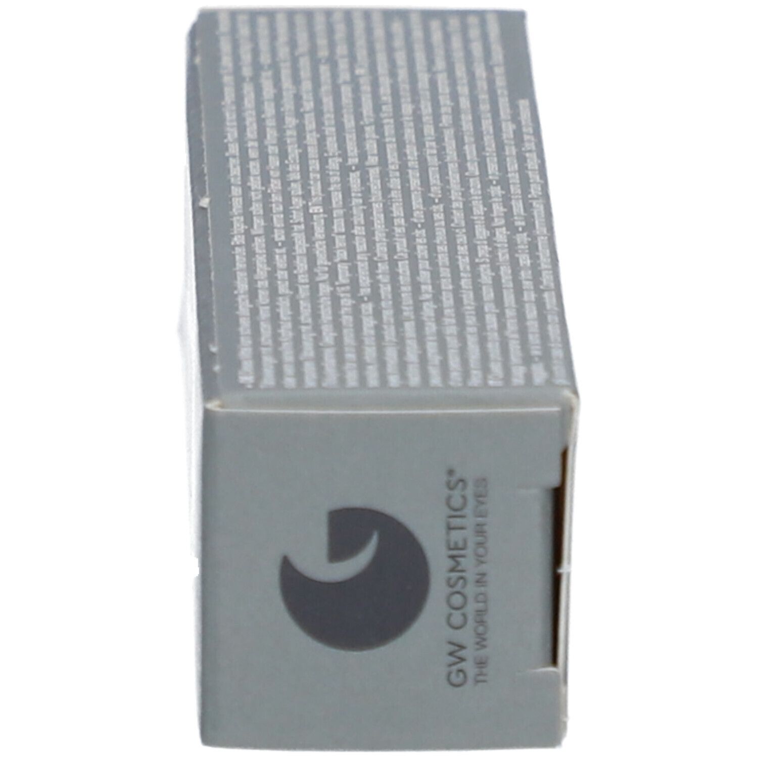 Graue Schachtel. Aufdruck: GW Cosmetics, Logo, Text.