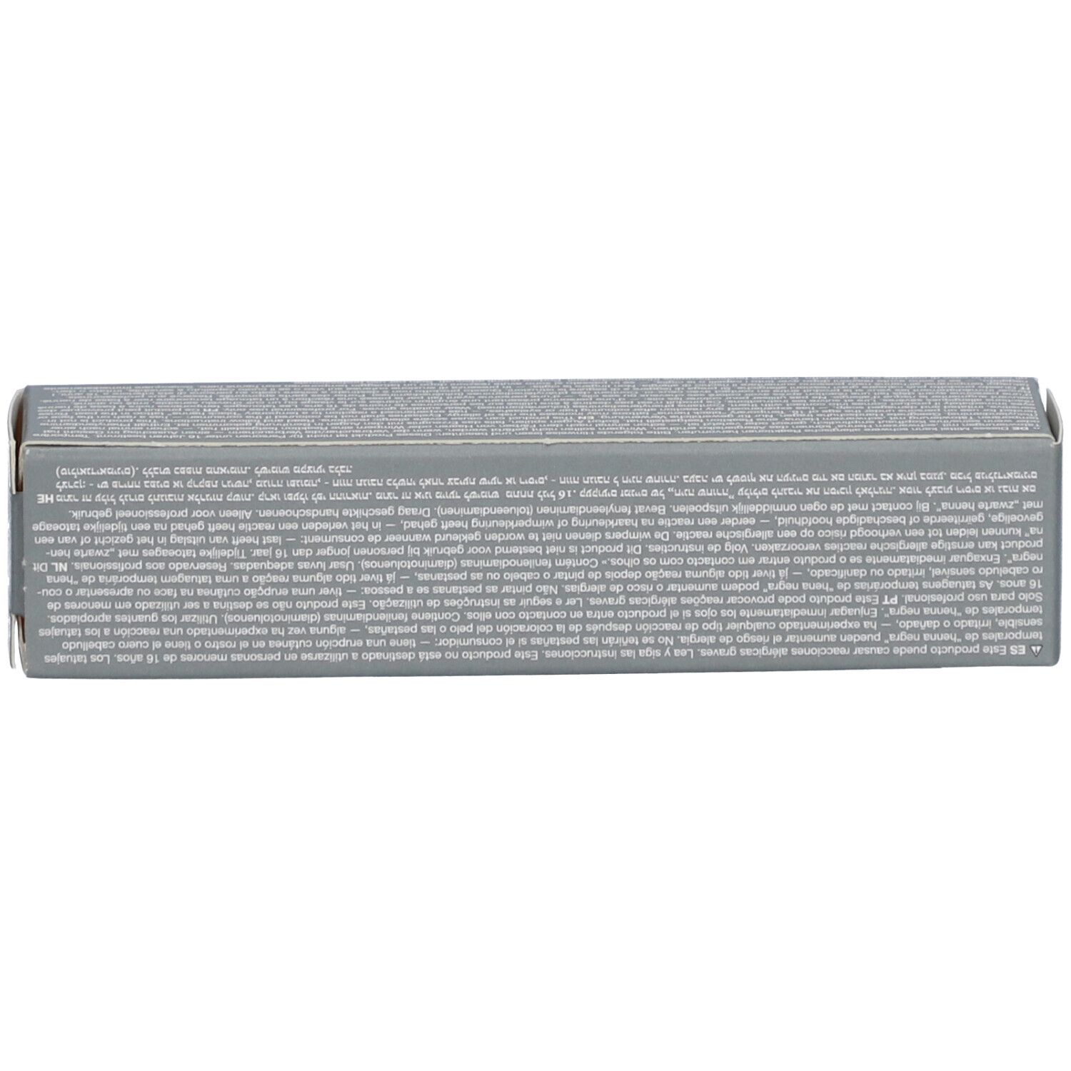 Graue Schachtel. Aufdruck: Text, Inhaltsstoffe.