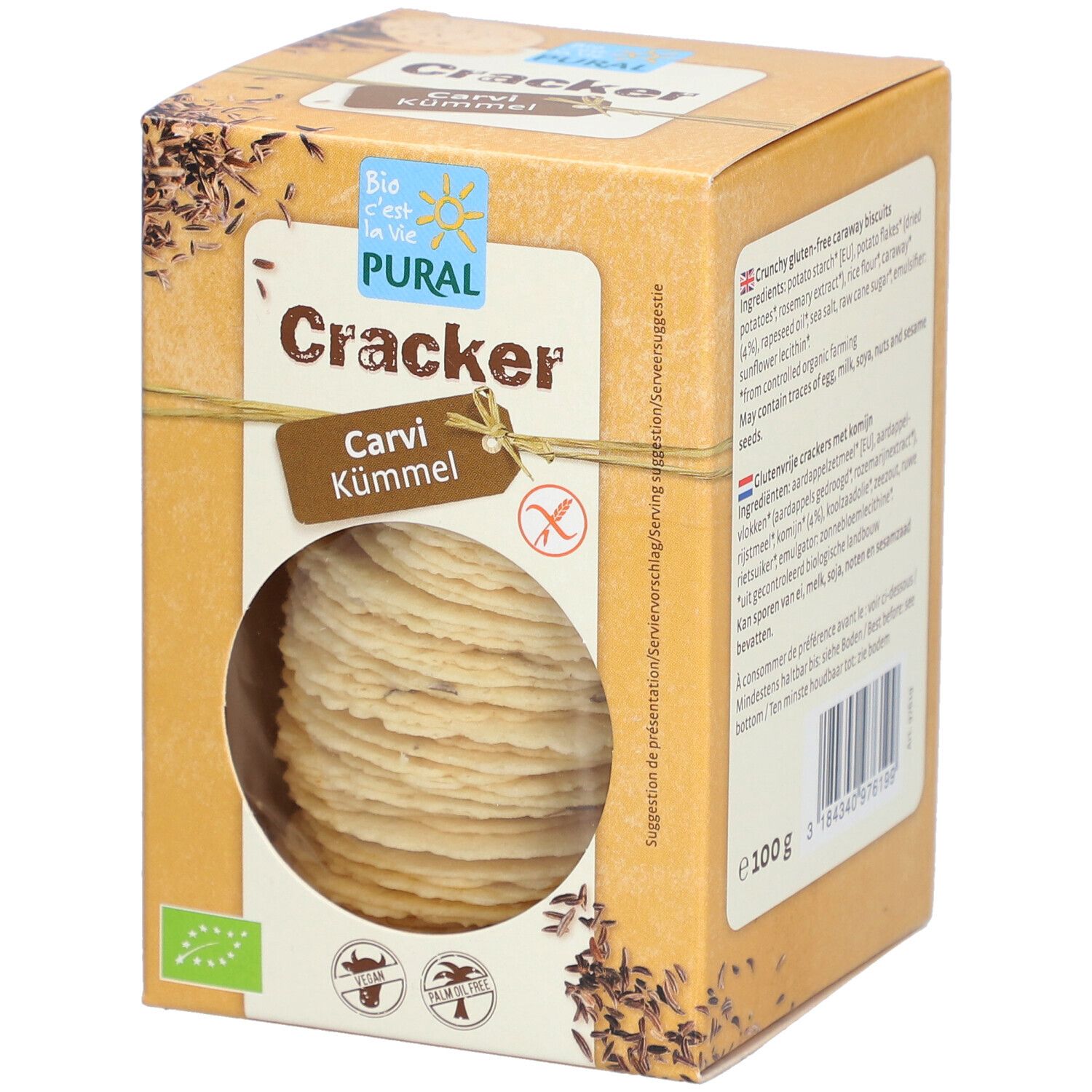 PURAL Glutenfreier Bio-Kümmel-Cracker
