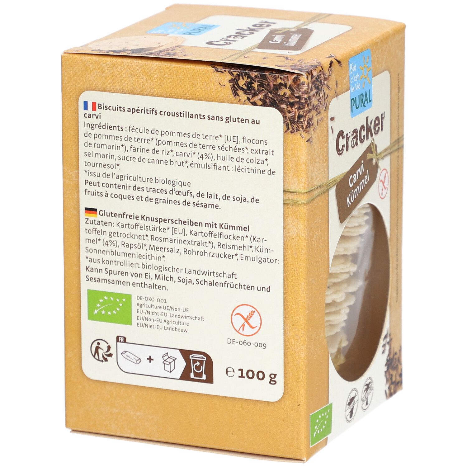 PURAL Glutenfreier Bio-Kümmel-Cracker