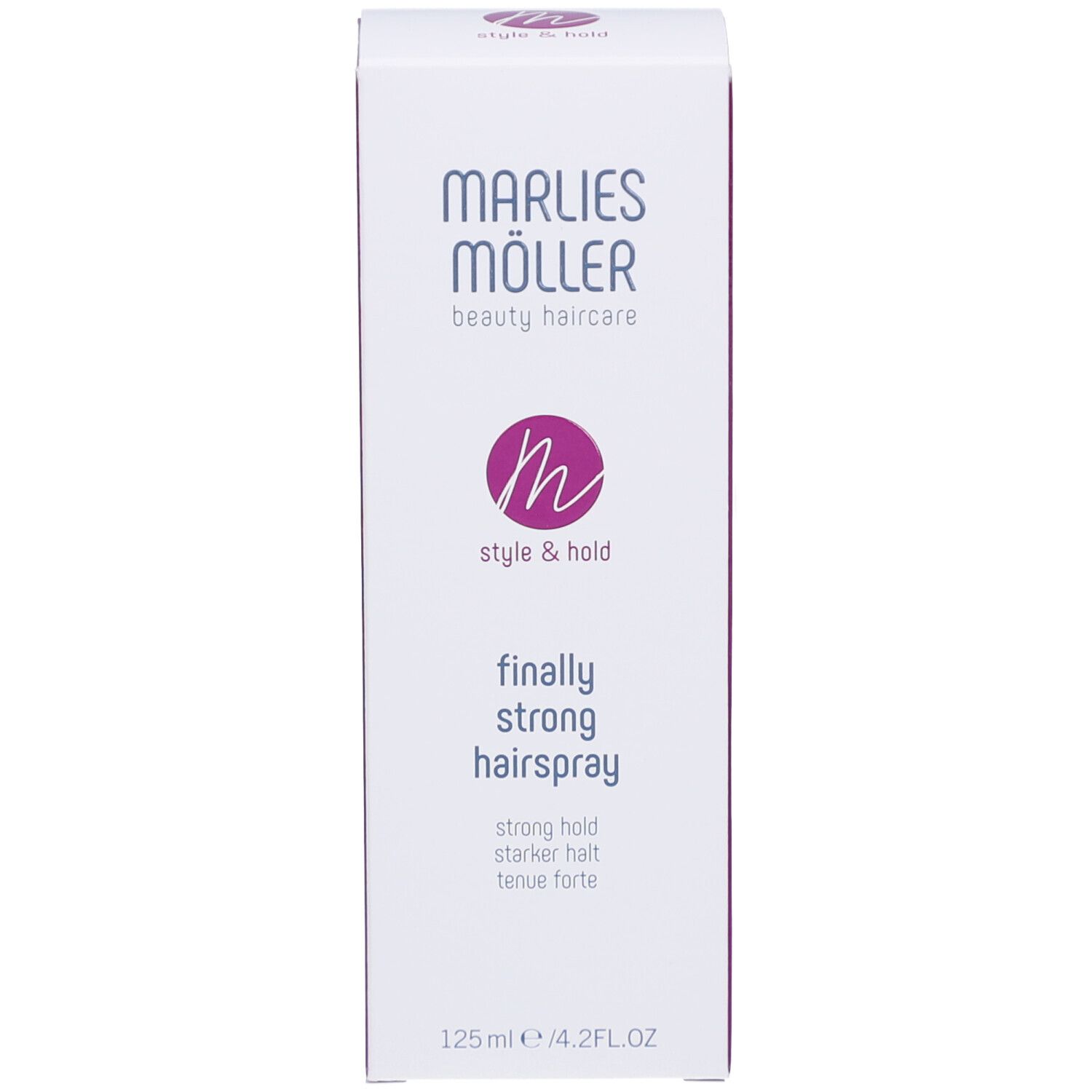 Verpackung. Marlies Möller Logo und Produktbezeichnung. 125ml.