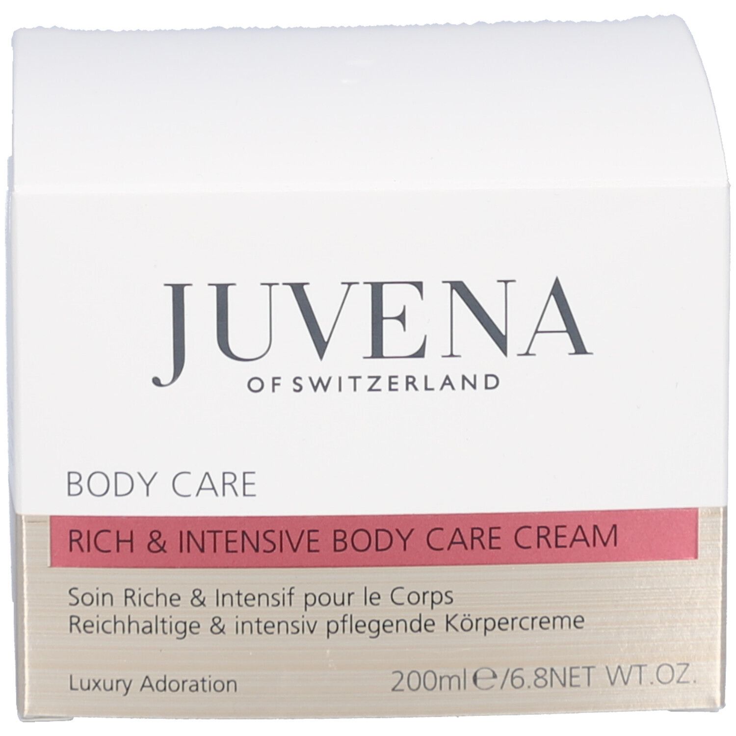 Schachtel. Aufschrift: Juvena. Text: Body Care, Rich and Intensive Body Care Cream.