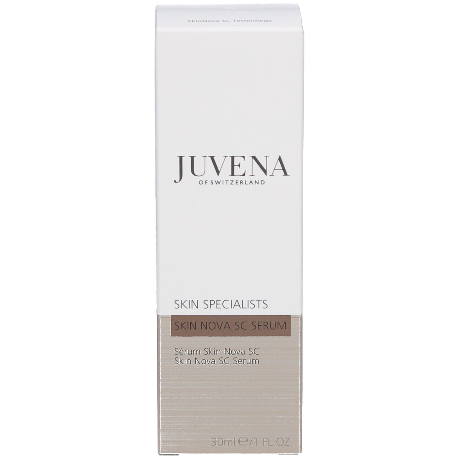 Produktverpackung. Aufschrift: JUVENA, SKIN SPECIALISTS, SKIN NOVA SC SERUM, 30ml.