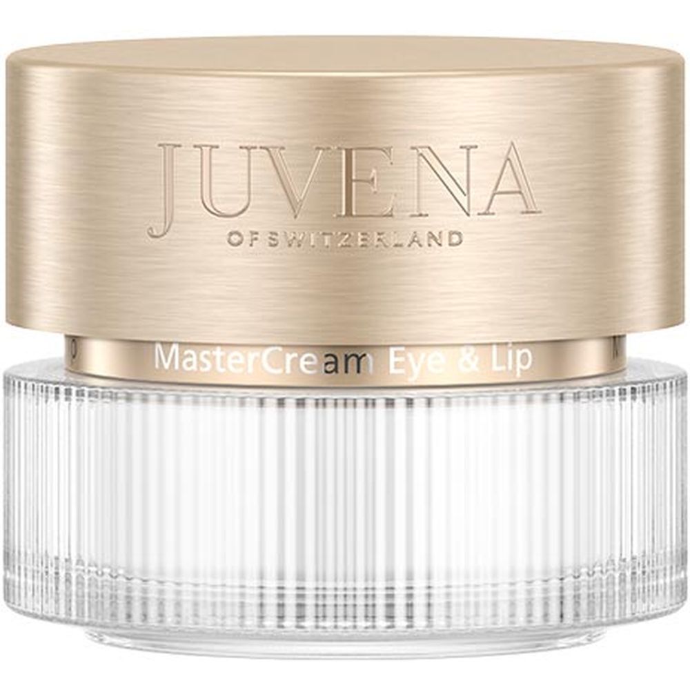 Creme-Glas mit goldfarbenem Deckel. Aufschrift: JUVENA OF SWITZERLAND, MasterCream Eye & Lip.