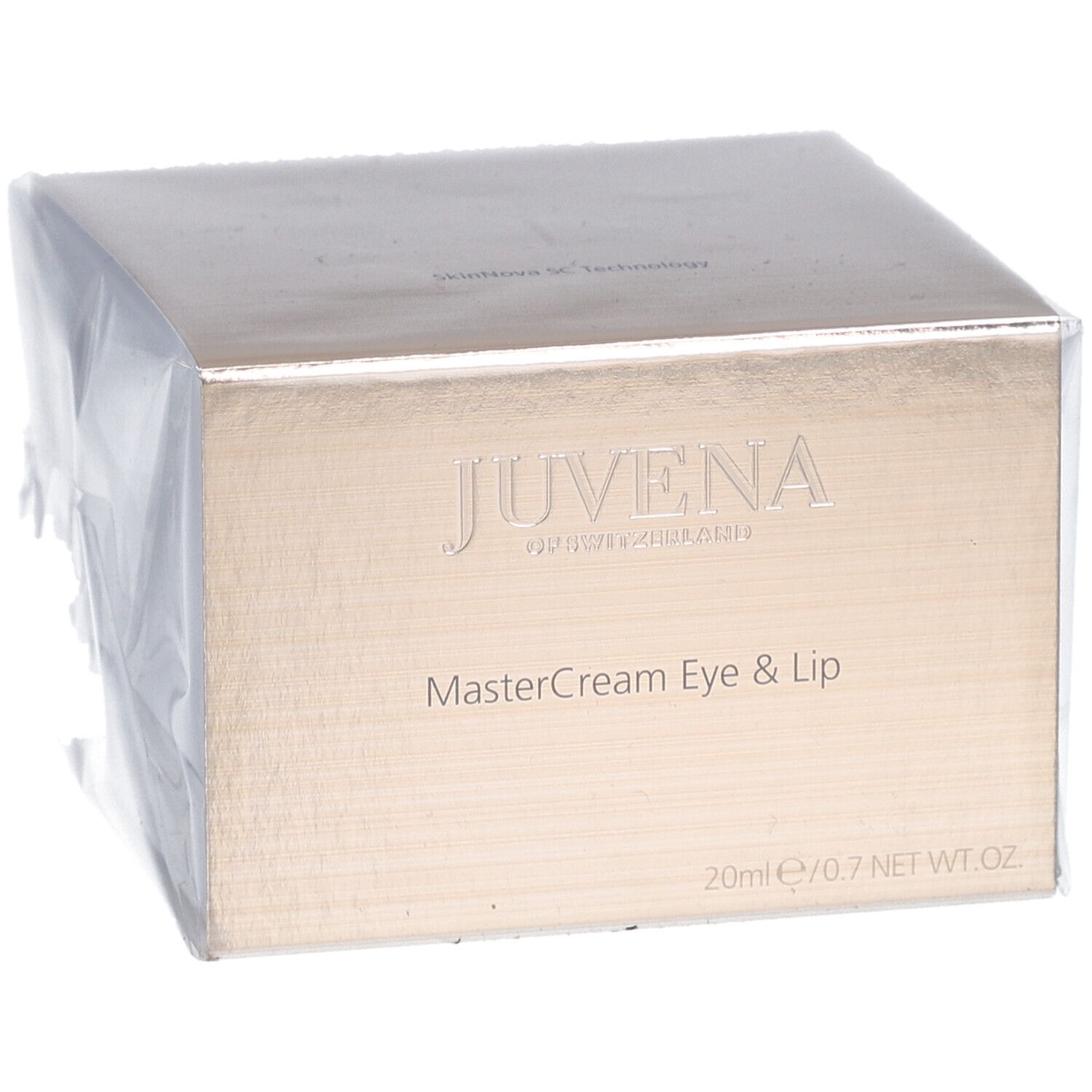 Verpackung und Creme-Glas. Aufschrift: JUVENA, MasterCream Eye & Lip, 20ml/0.7 NET WT.OZ.