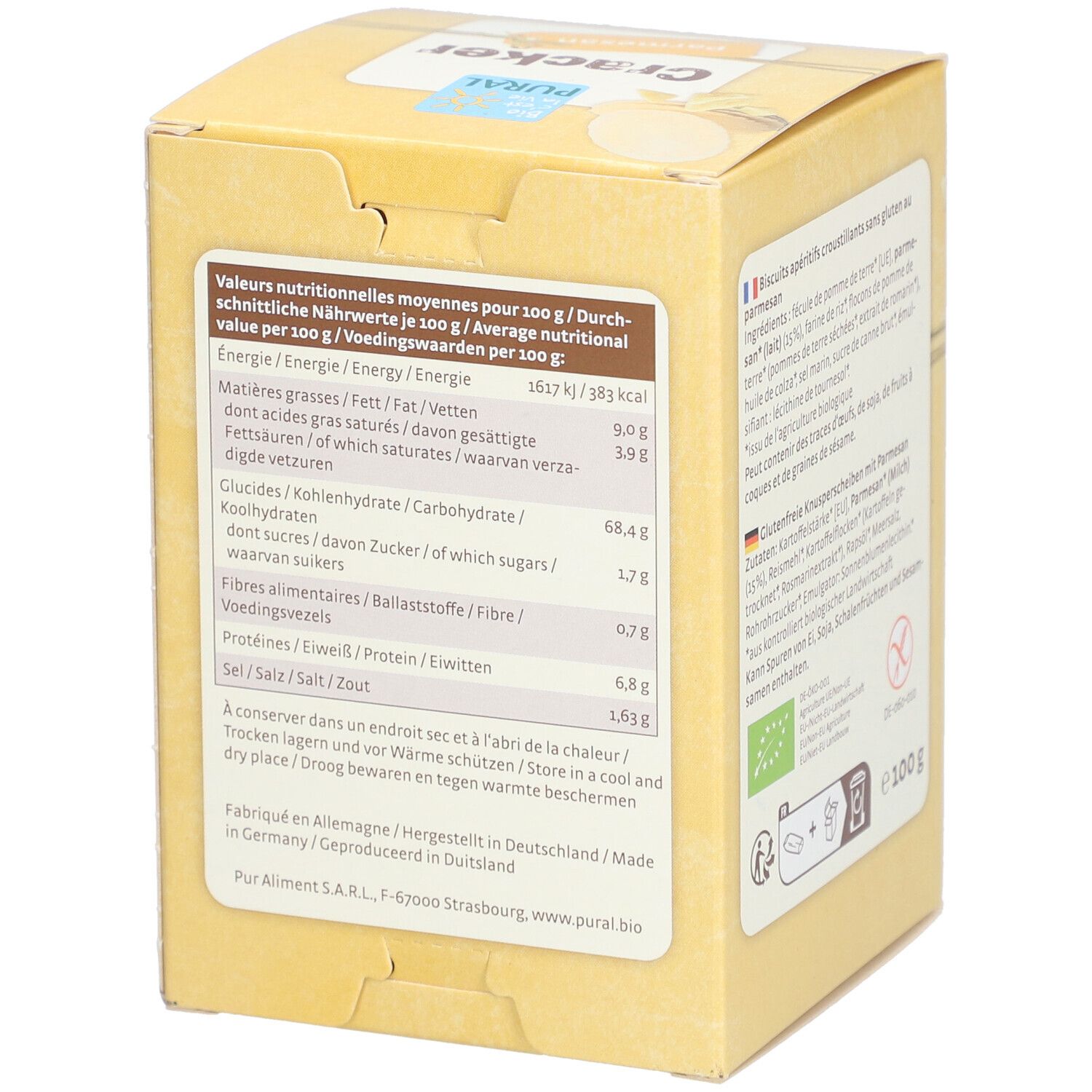 PURAL Glutenfreier Bio-Parmesan-Cracker