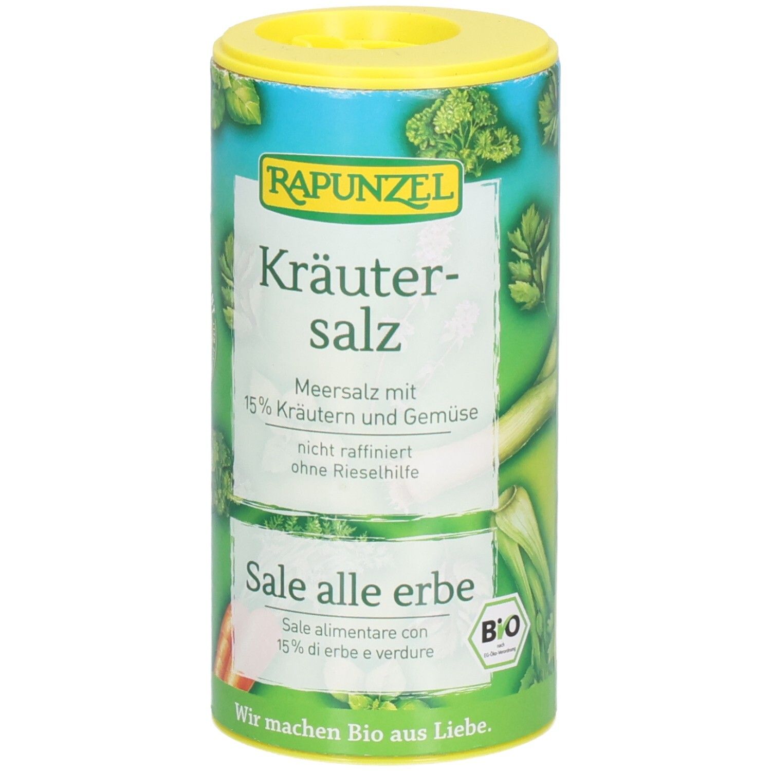 Rapunzel Kräutersalz mit Gemüse, Meersalz mit 15% Kräutern und Gemüse, Bio-Qualität, 125g.