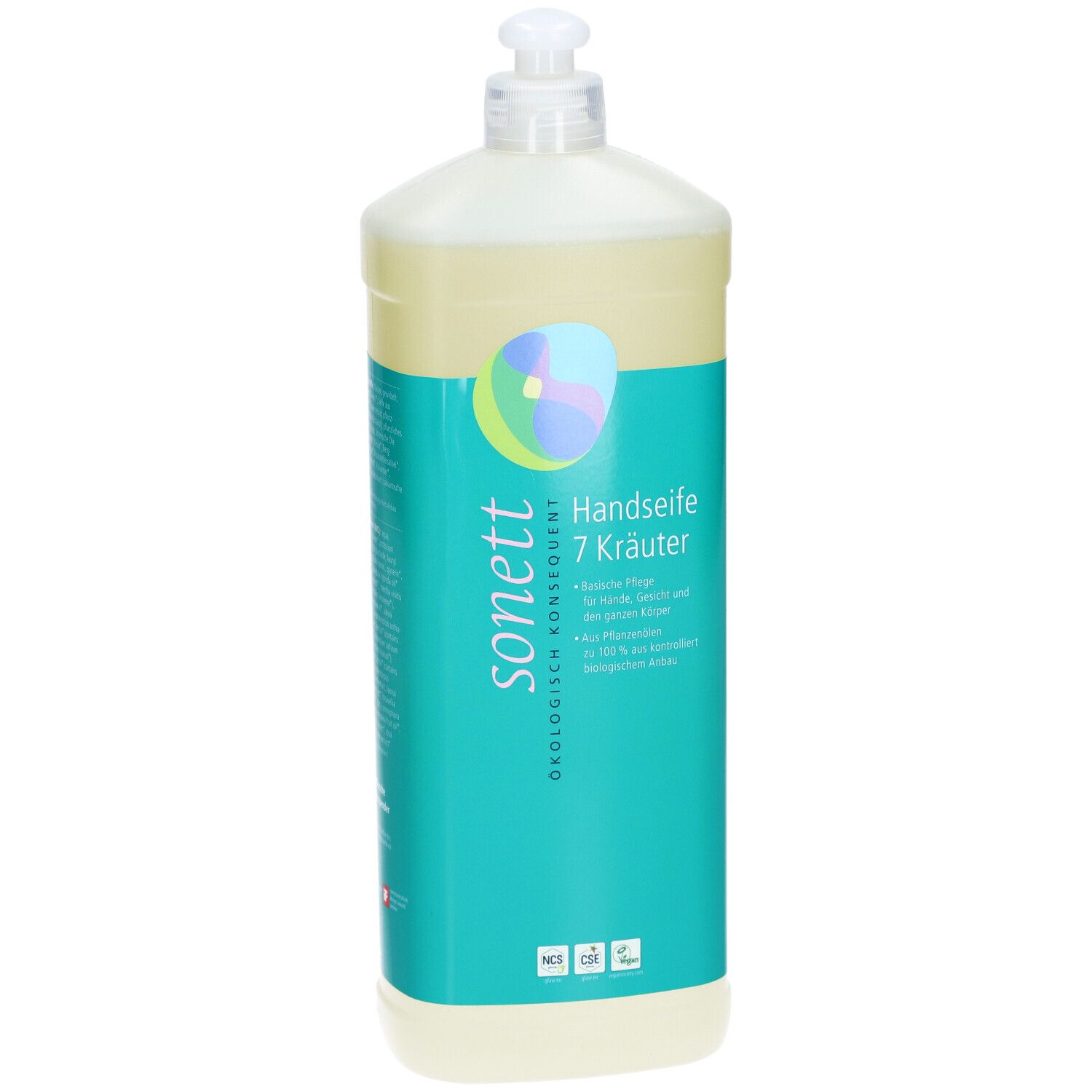 Sonett Handseife 7 Kräuter – 300 Ml + 1 Liter, Milde Basis-Pflege Mit ätherischen Ölen