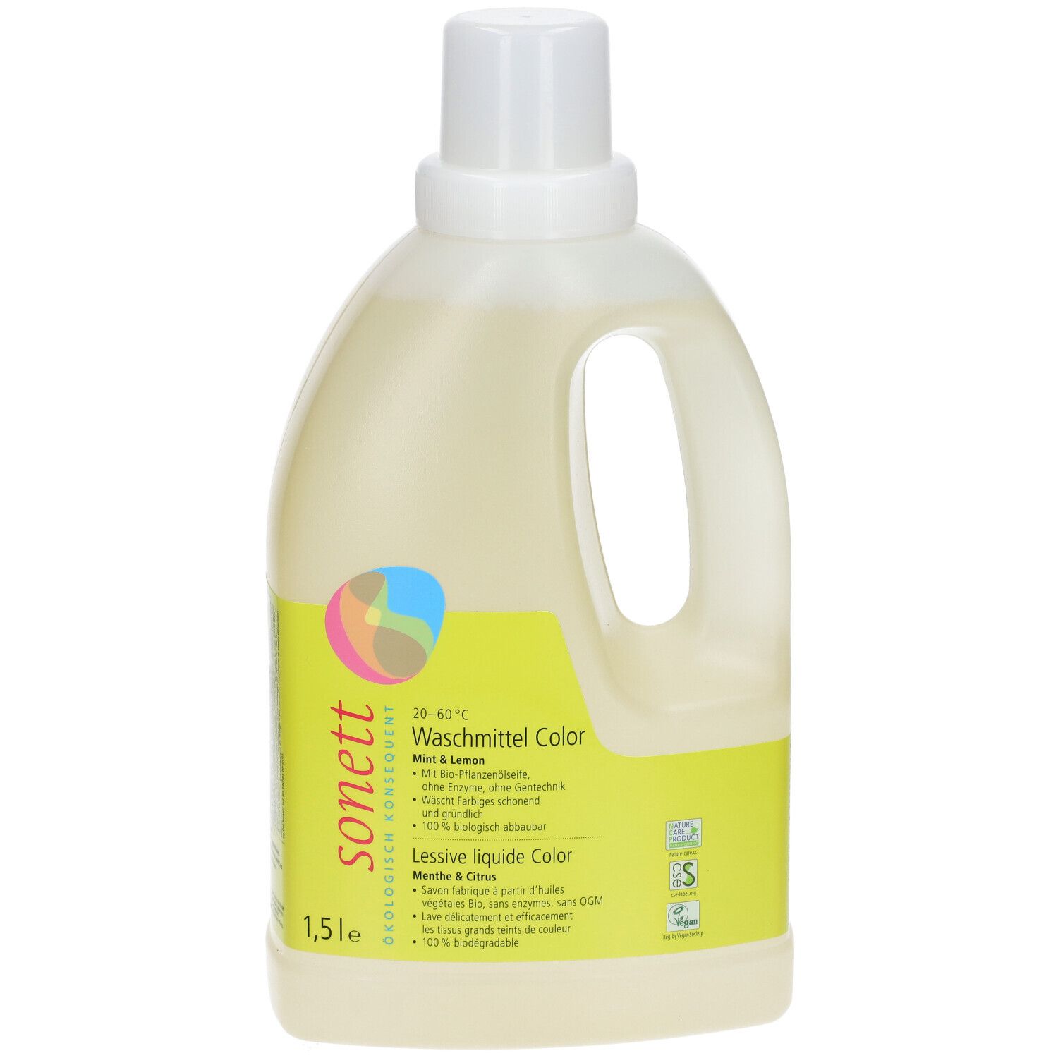 Sonett Lessive Liquide Color Menthe & Citrus, 1,50 L - Ayurveda 101 France